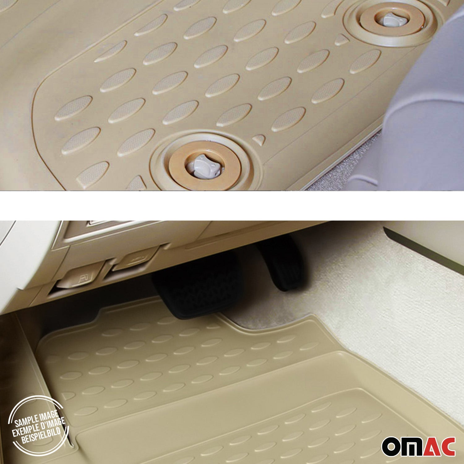 OMAC USA 2007-2014 Chevrolet Tahoe Floor Mats Liners Full Set All Weather Beige, classic floor mats, reverse view