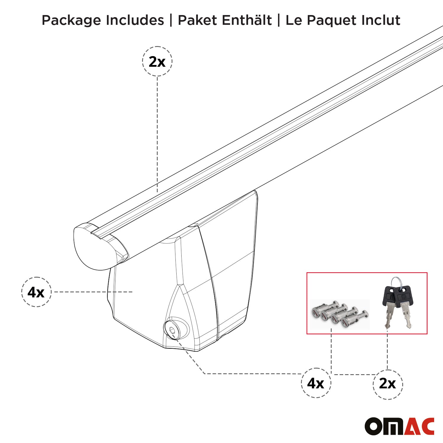 OMAC USA 2016-2022 Chevrolet Spark Roof Rack Cross Bars Silver, smooth/naked roof racks, top view