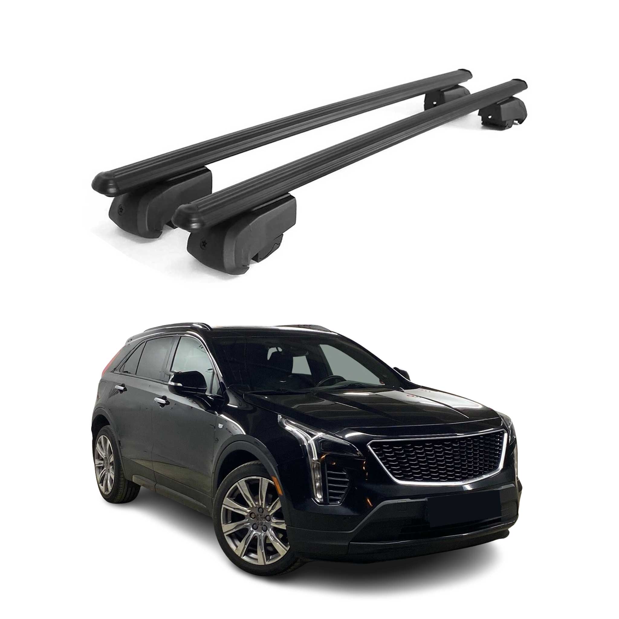 OMAC USA 2019-2025 Cadillac XT4 Roof Rack Cross Bars Black, flush-mounted roof rails