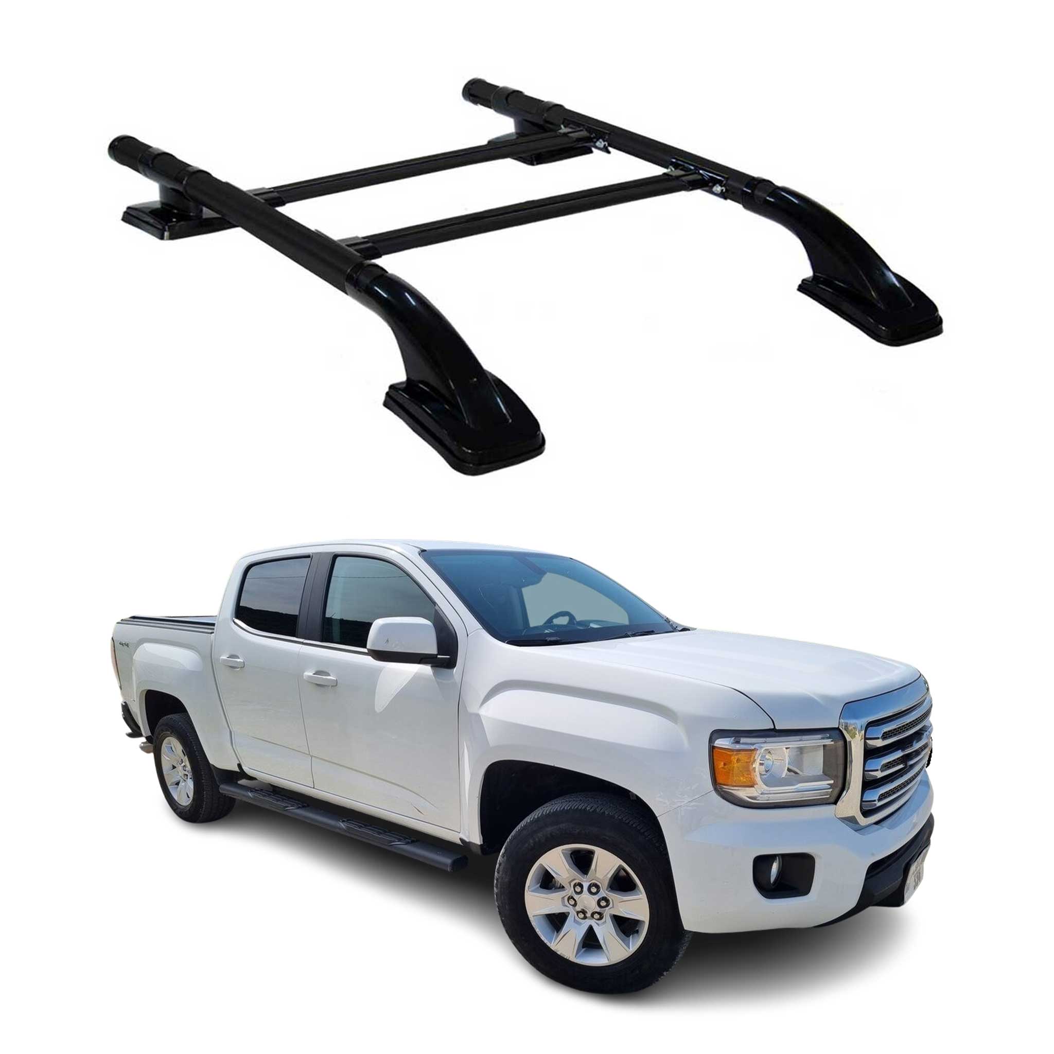 OMAC USA 2015-2022 GMC Canyon II Top Roof Rack & Side Rails Black Alu 4Pcs