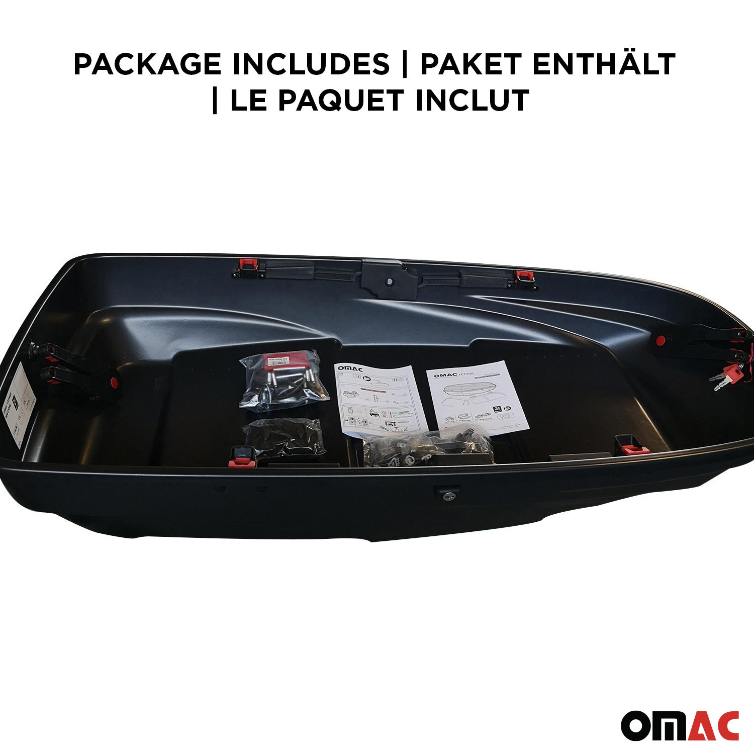 OMAC USA Roof Cargo Box 8 Cubic Feet Dual-Side Opening Black, roof boxes, top view