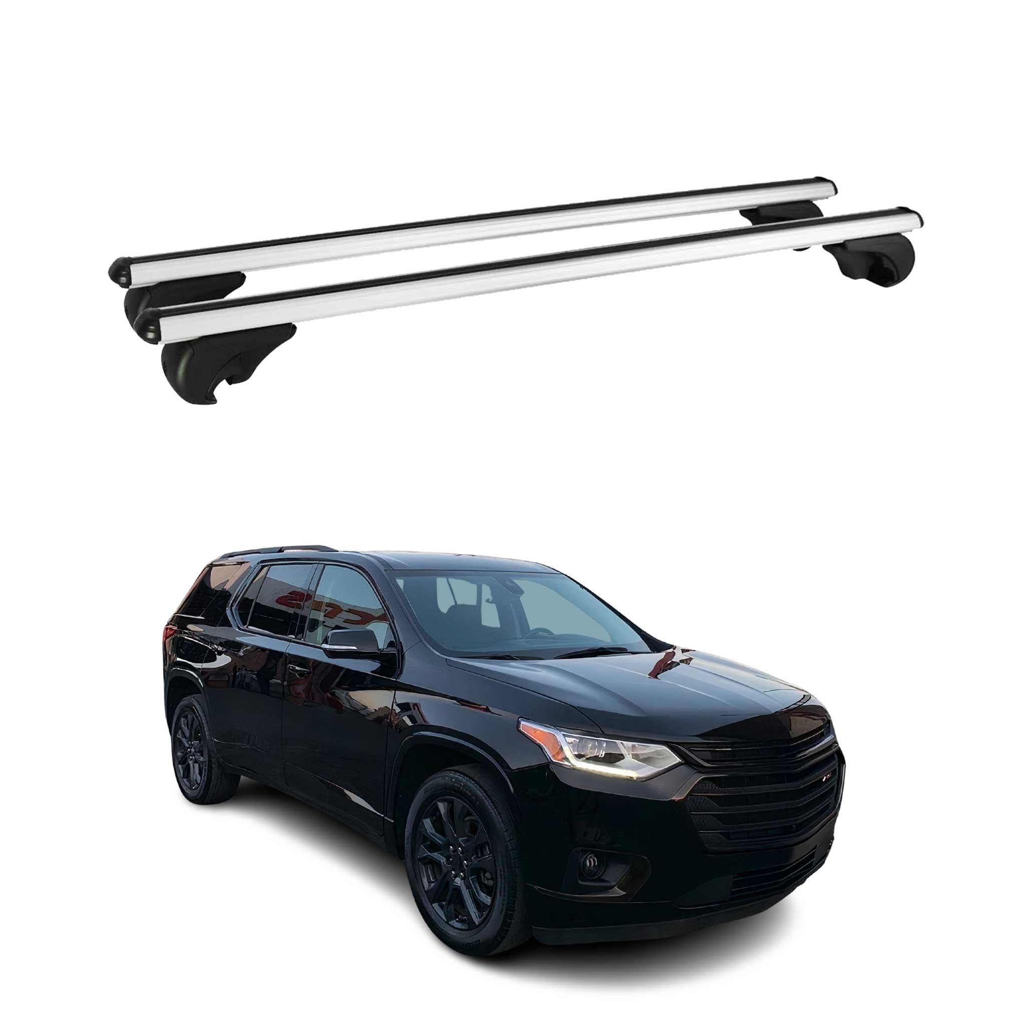 OMAC USA 2018-2024 Chevrolet Traverse Roof Rack Cross Bars Silver, raised roof rails
