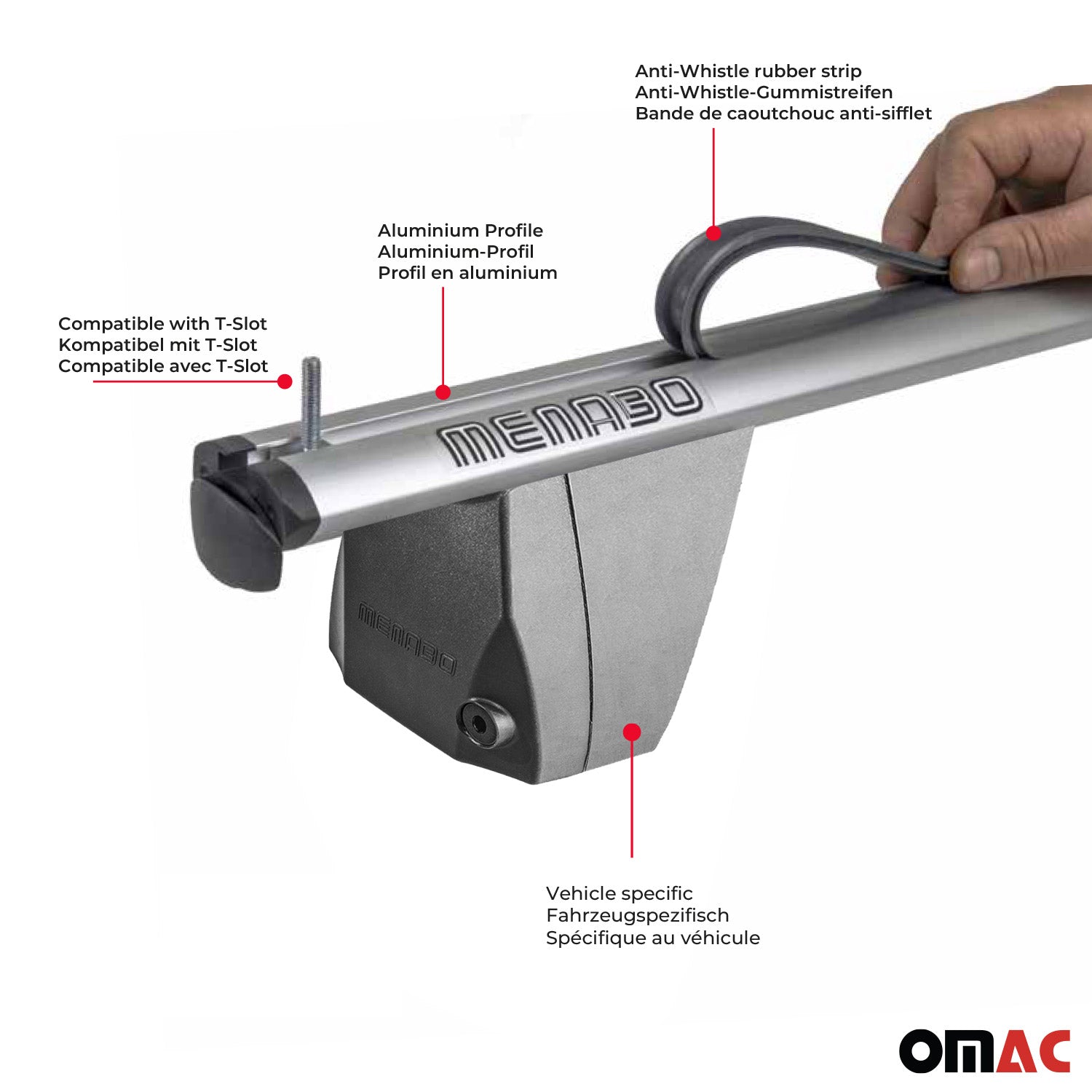 OMAC USA 2018-2024 Chevrolet Equinox Roof Rack Cross Bars Silver, fixpoints, angled view
