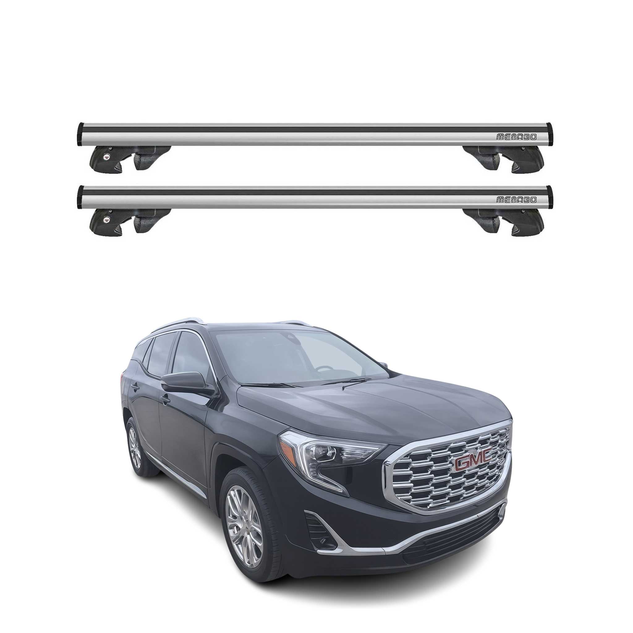 OMAC USA 2025-2026 GMC Terrain Roof Rack Cross Bars Luggage Carrier Gray 2Pcs, raised roof rails