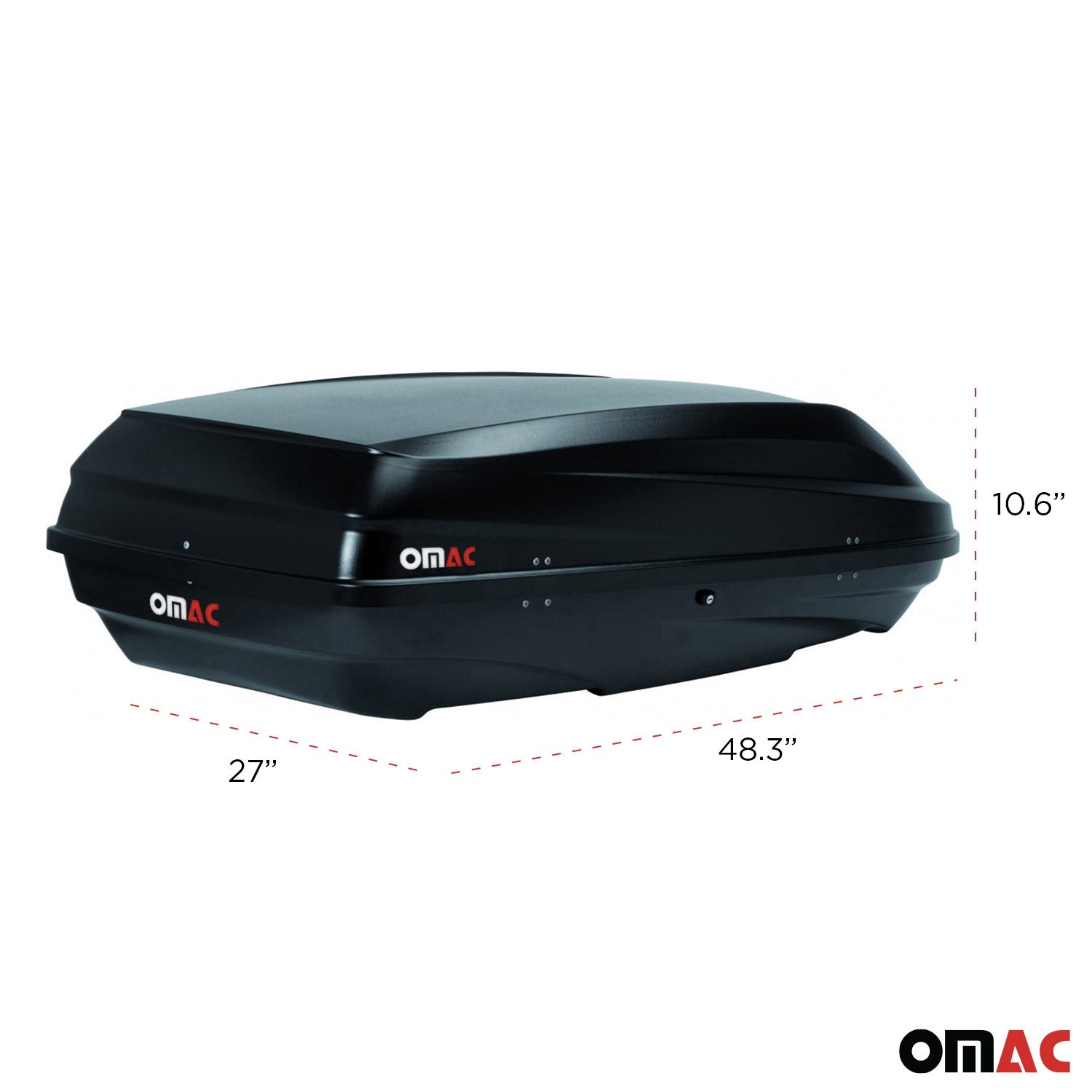 OMAC USA Roof Cargo Box 8 Cubic Feet Dual-Side Opening Black, roof boxes, alternate view