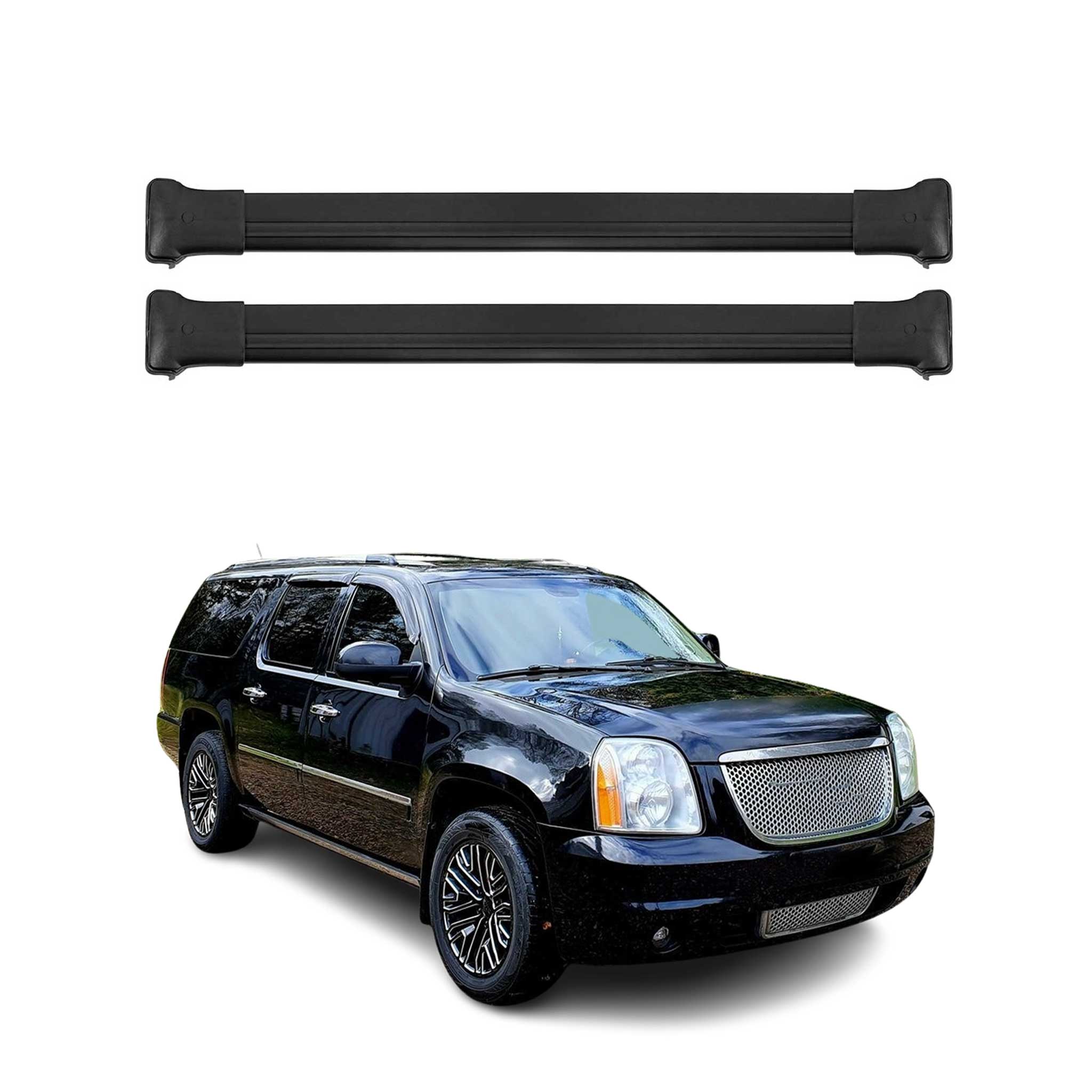 OMAC USA 2007-2014 GMC Yukon Roof Rack Cross Bars Black, raised roof rails