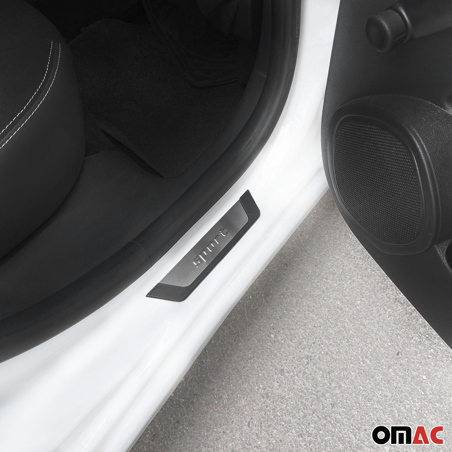 OMAC USA GMC Acadia Envoy Door Sill Scuff Plate Scratch Protector Sport Brushed Stainless Steel 4Pcs, additional view