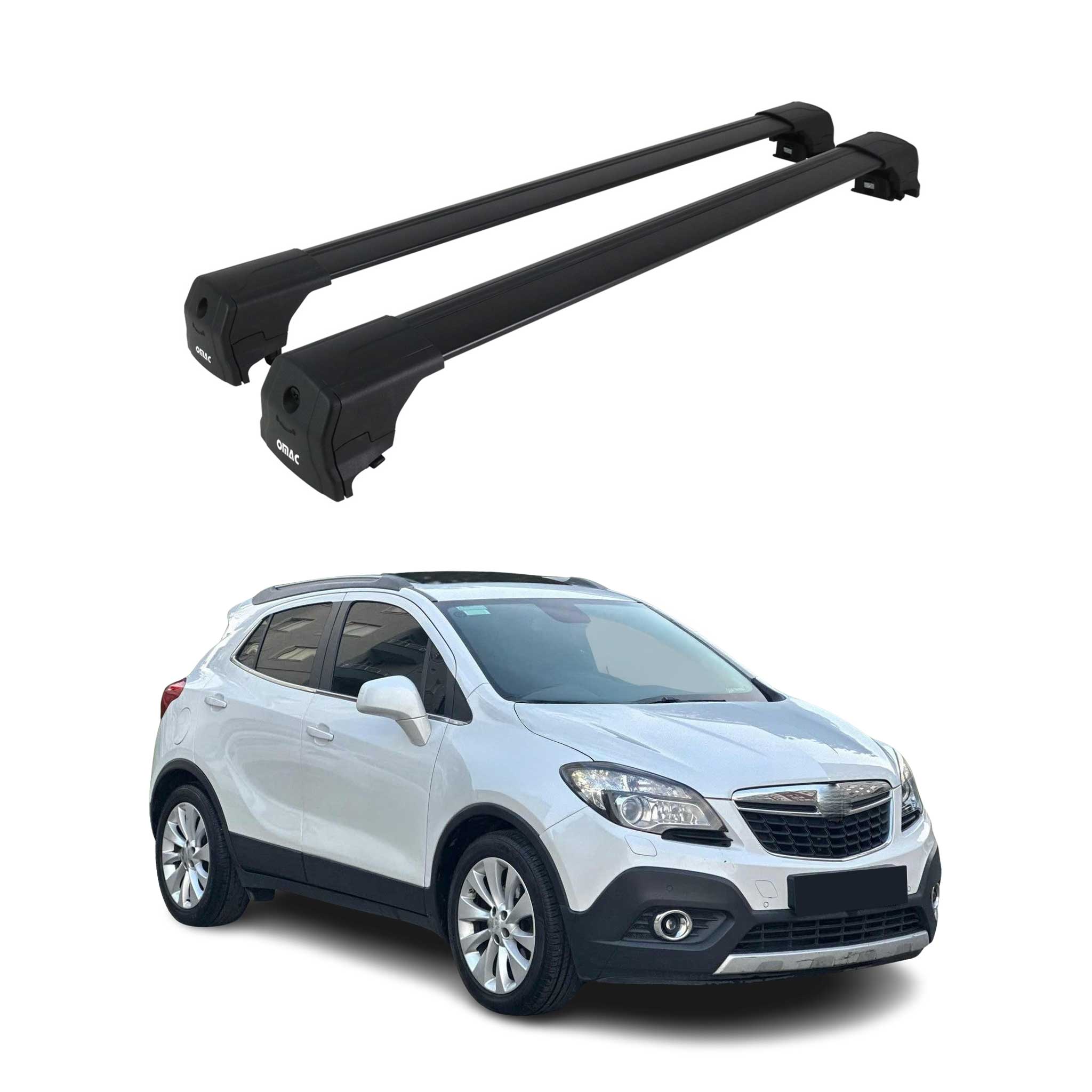 OMAC USA 2013-2016 Buick Encore Roof Rack Cross Bars Black, flush-mounted roof rails