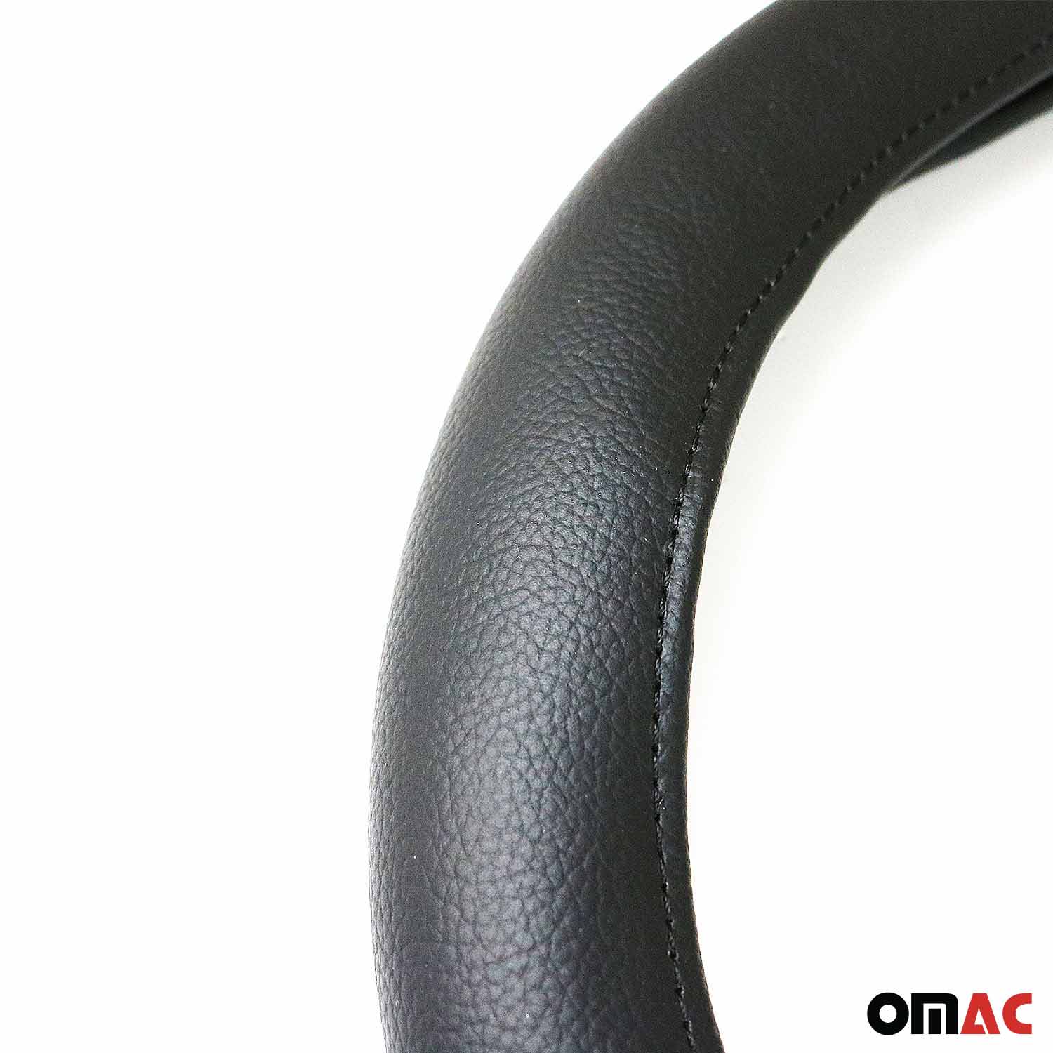 OMAC USA 14.5-15.5’’ Steering Wheel Cover Black Leather Anti-slip Breathable, further detail