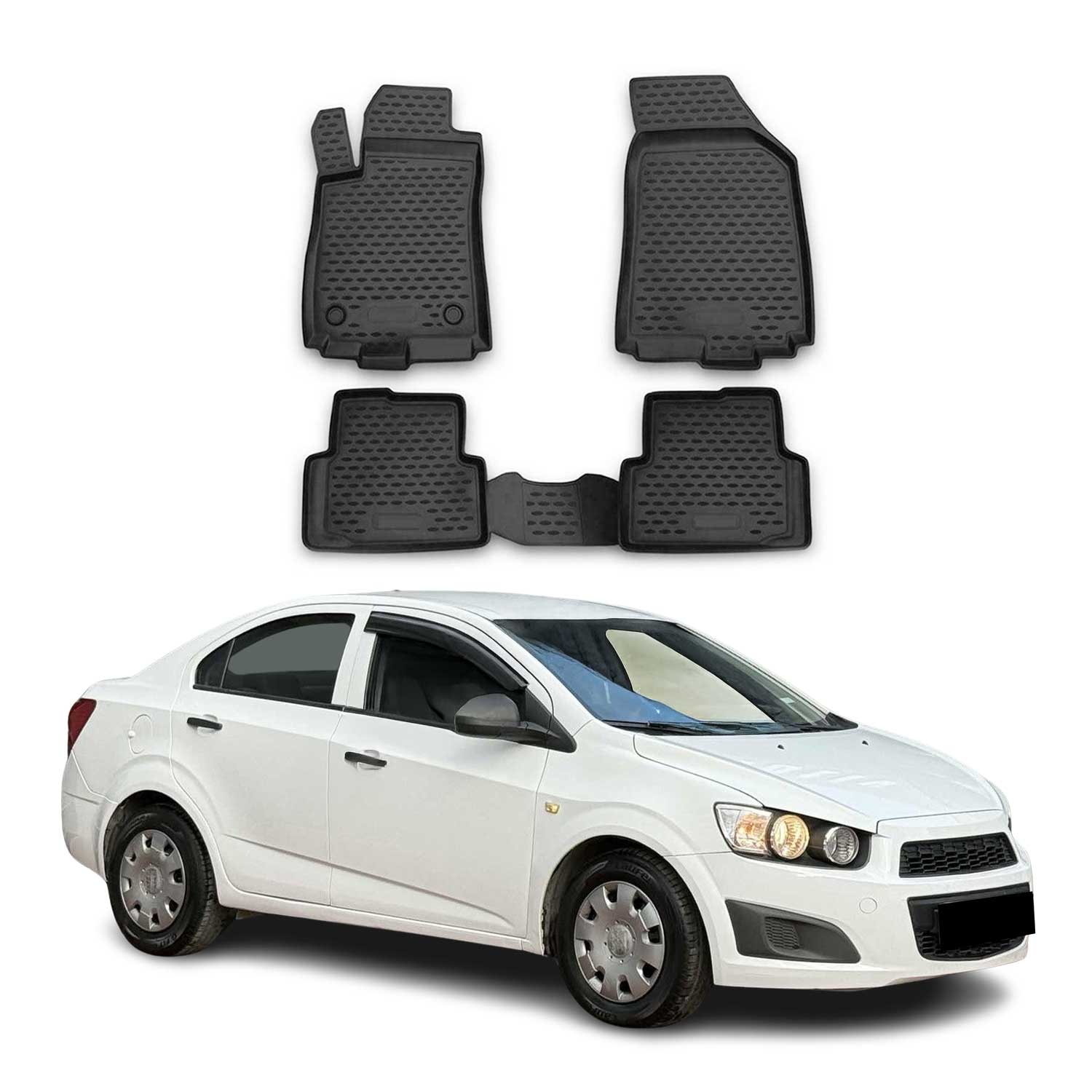 OMAC USA 2012-2015 Chevrolet Aveo Sonic Floor Mats Liners Full Set All Weather, classic floor mats