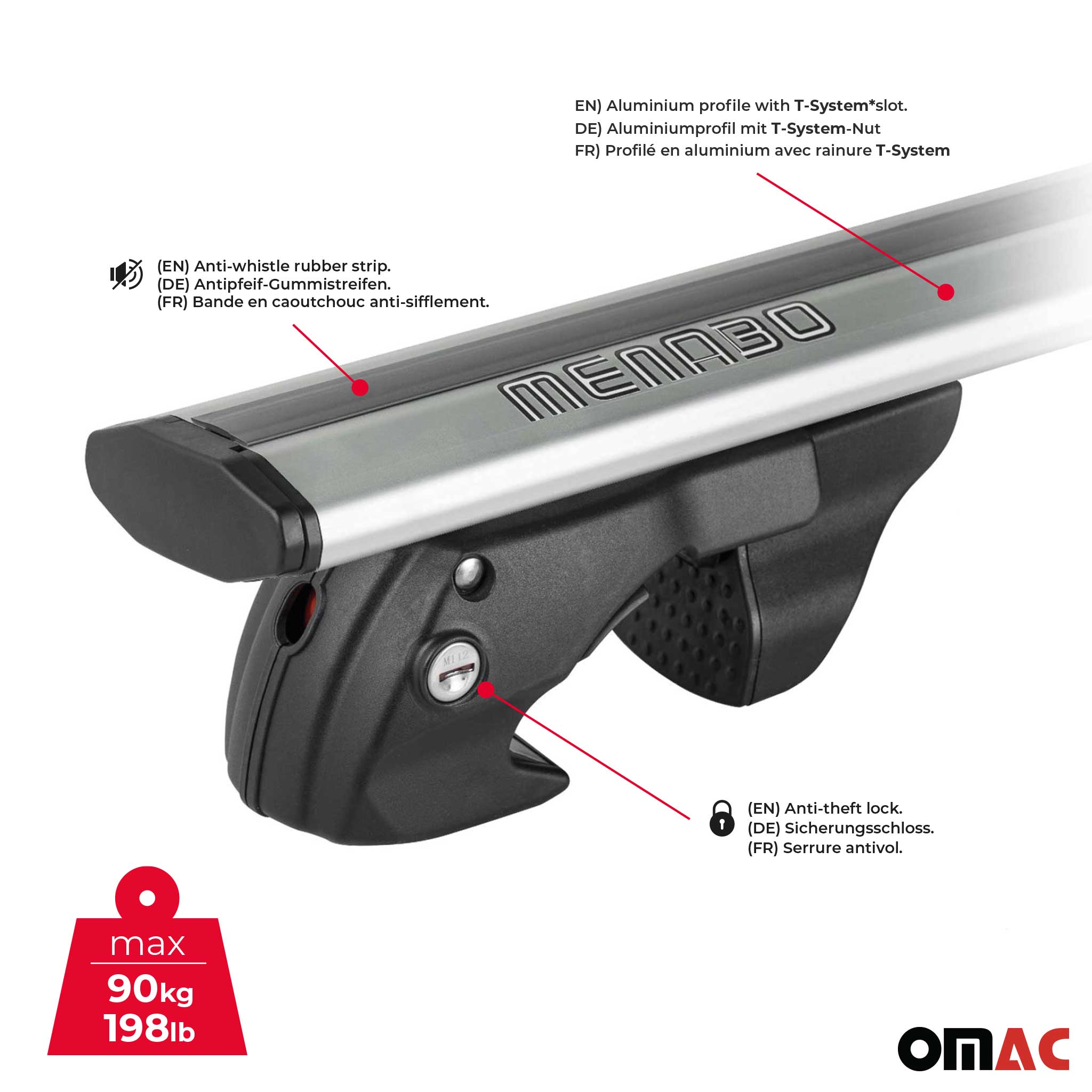 OMAC USA 2013-2015 Chevrolet Spark Roof Rack Cross Bars Silver, raised roof rails, additional view