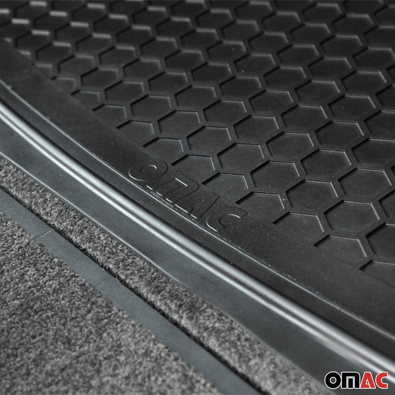 OMAC USA 2020-2025 Cadillac XT6 Universal Cargo Mat Liner Waterproof Rubber Black 1Pc, basic cargo liners, reverse view