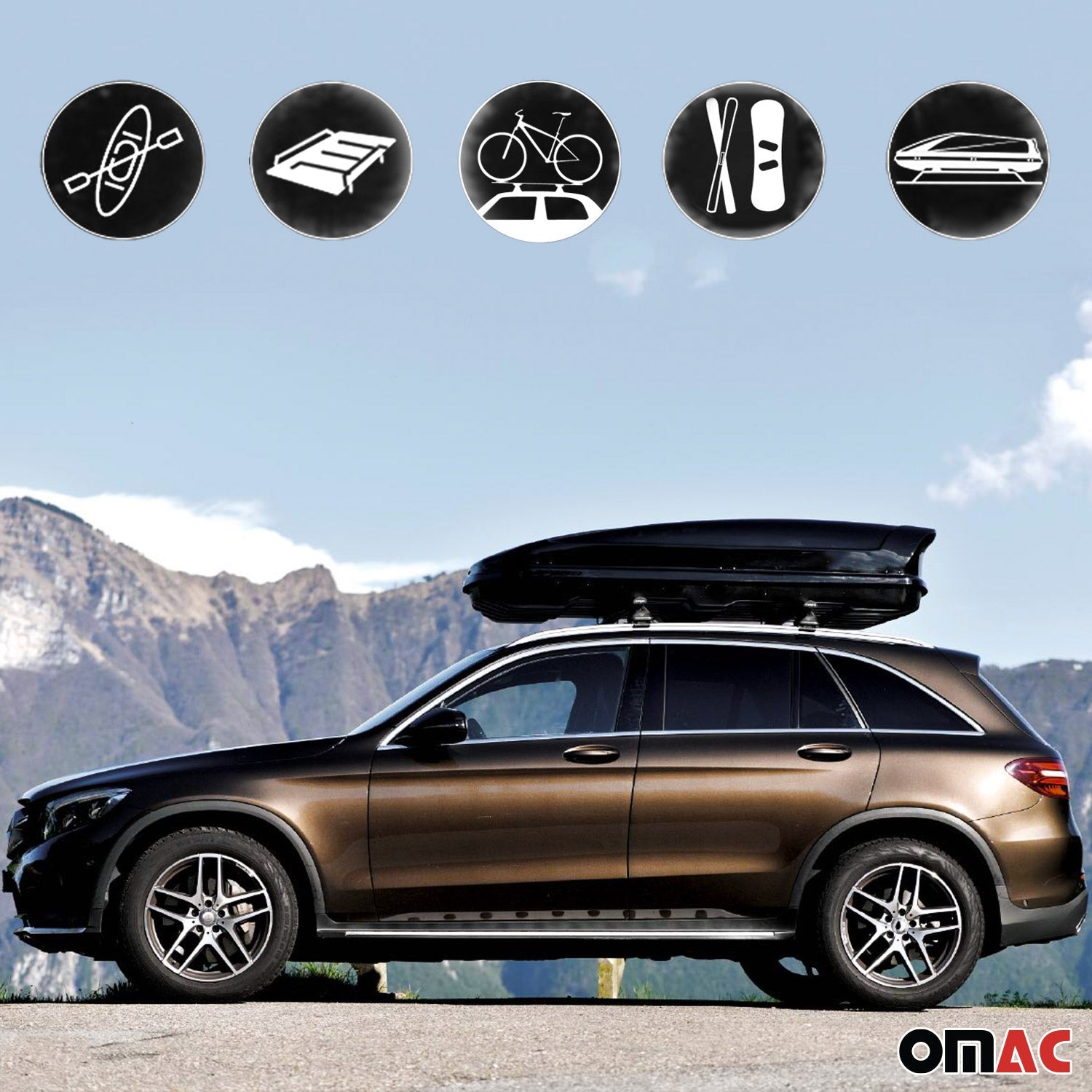 OMAC USA 2013-2015 Chevrolet Spark Roof Racks Cross Bars Silver, raised roof rails, product detail