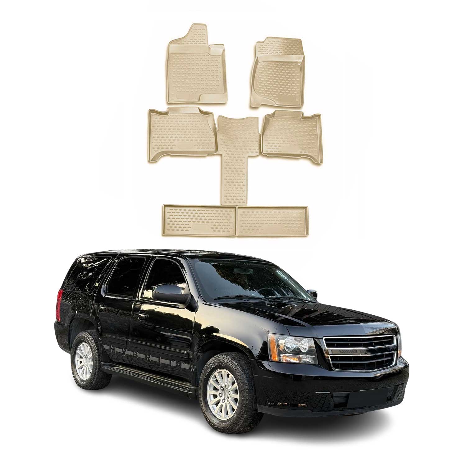 OMAC USA 2007-2014 Chevrolet Tahoe Floor Mats Liners Full Set All Weather Beige, classic floor mats