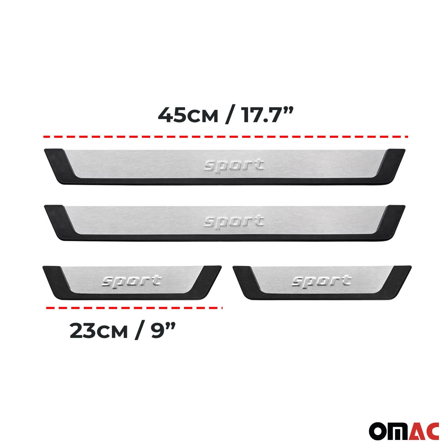OMAC USA GMC Yukon Yukon XL 1500 Door Sill Scuff Plate Scratch Protector Sport Brushed Stainless Steel 4Pcs, close-up detail