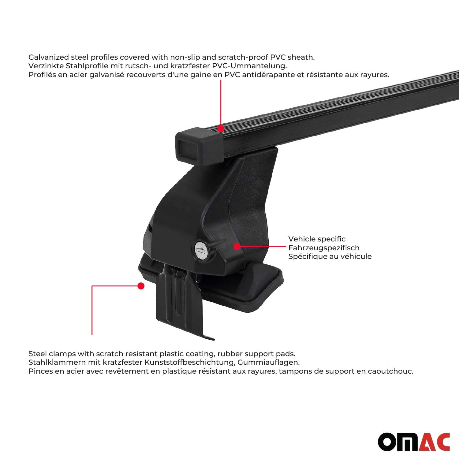 OMAC USA 2016-2022 Chevrolet Spark Roof Rack Cross Bars Black, smooth/naked roof racks, angled view
