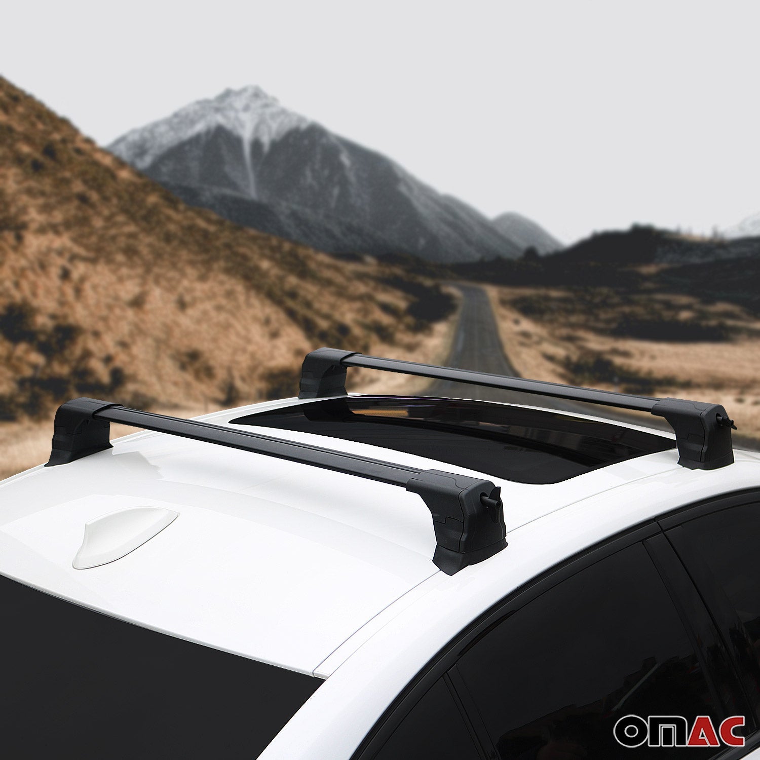 OMAC USA 2015-2018 Chevrolet City Express Roof Rack Cross Bars Black, fixpoints, close-up detail