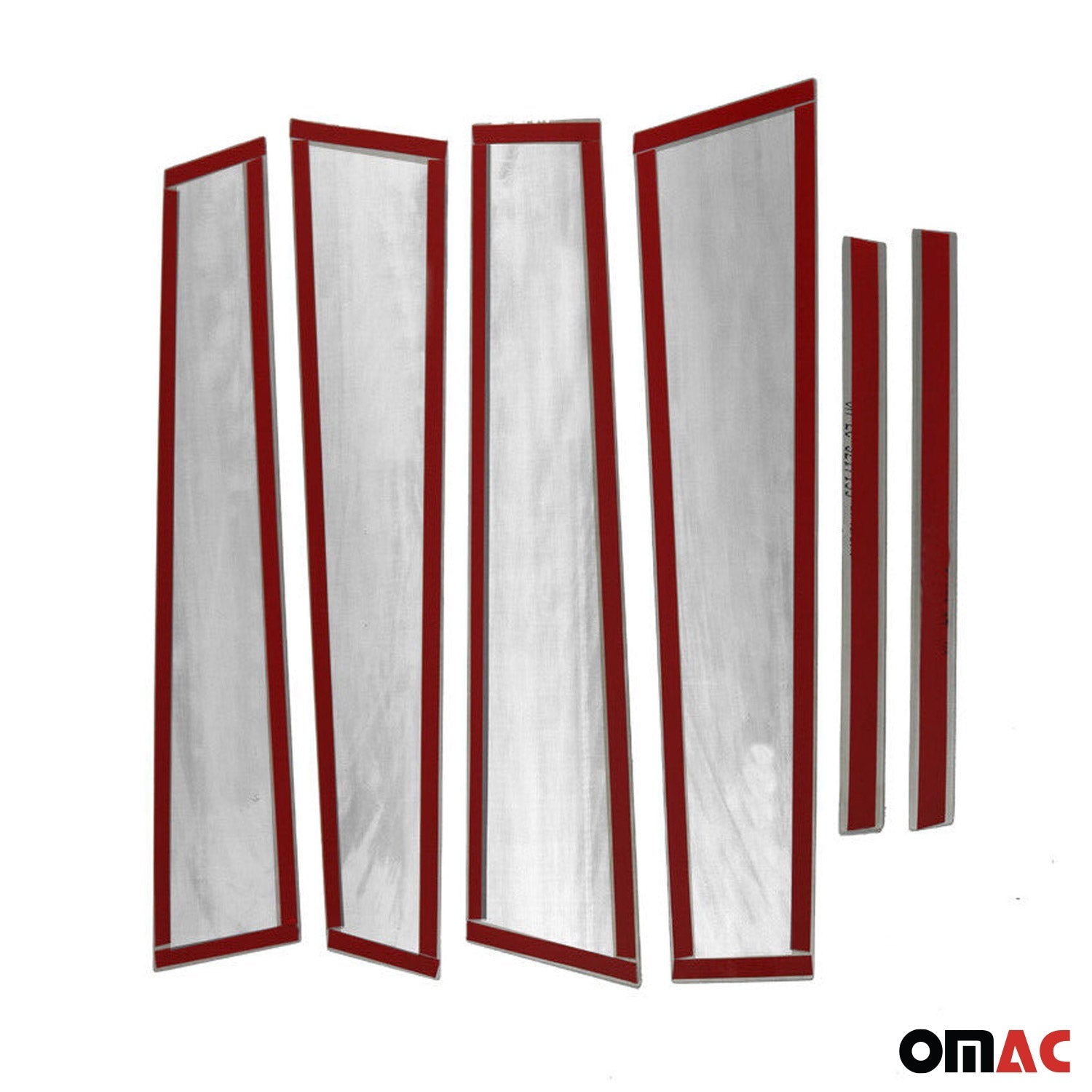 OMAC USA 2013-2022 Buick Encore Window B Pillar Posts Door Trim Cover Stainless Steel Silver 6x, angled view