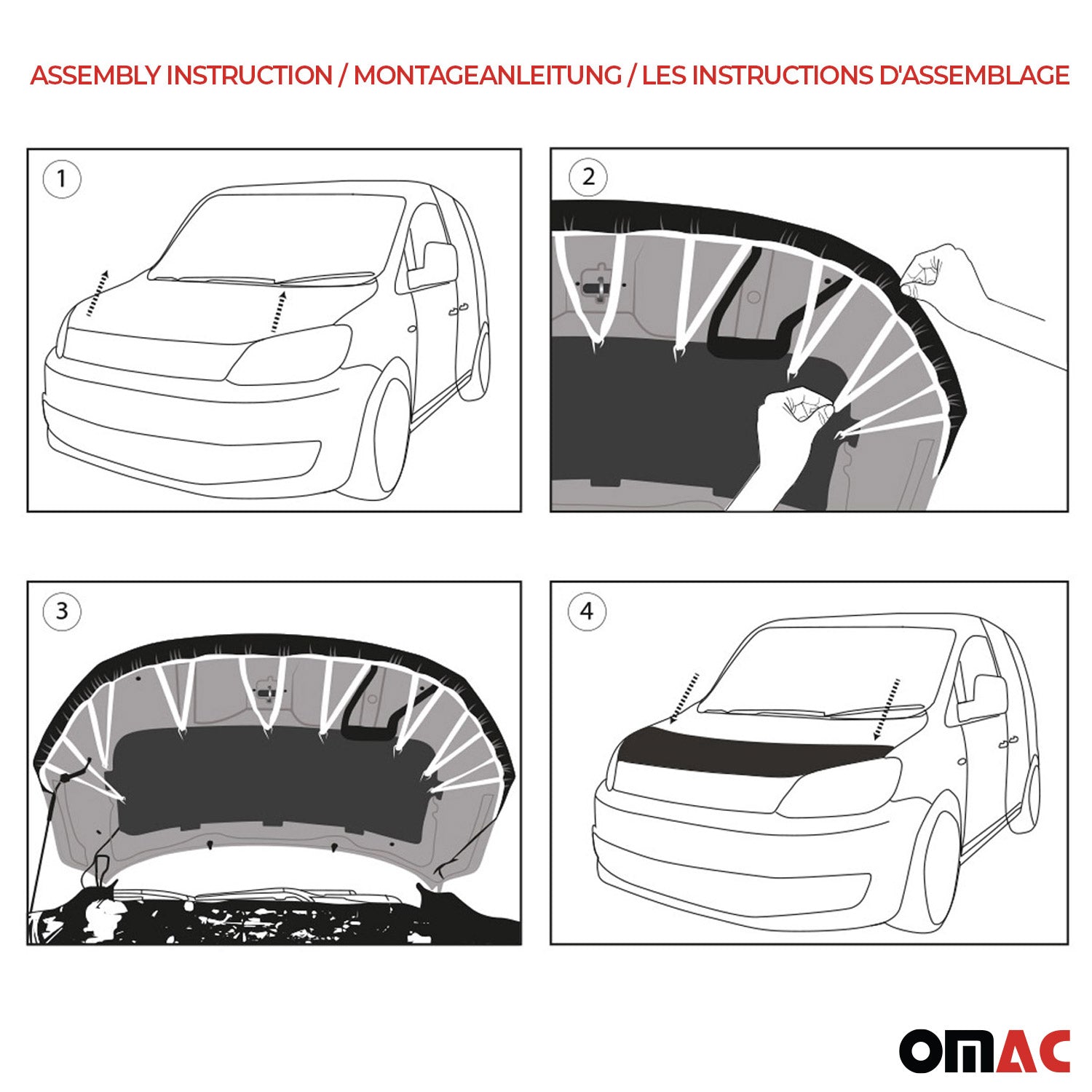 OMAC USA 2015-2020 Chevrolet Tahoe Car Bonnet Mask Hood Bra Black 1 Pc, side view