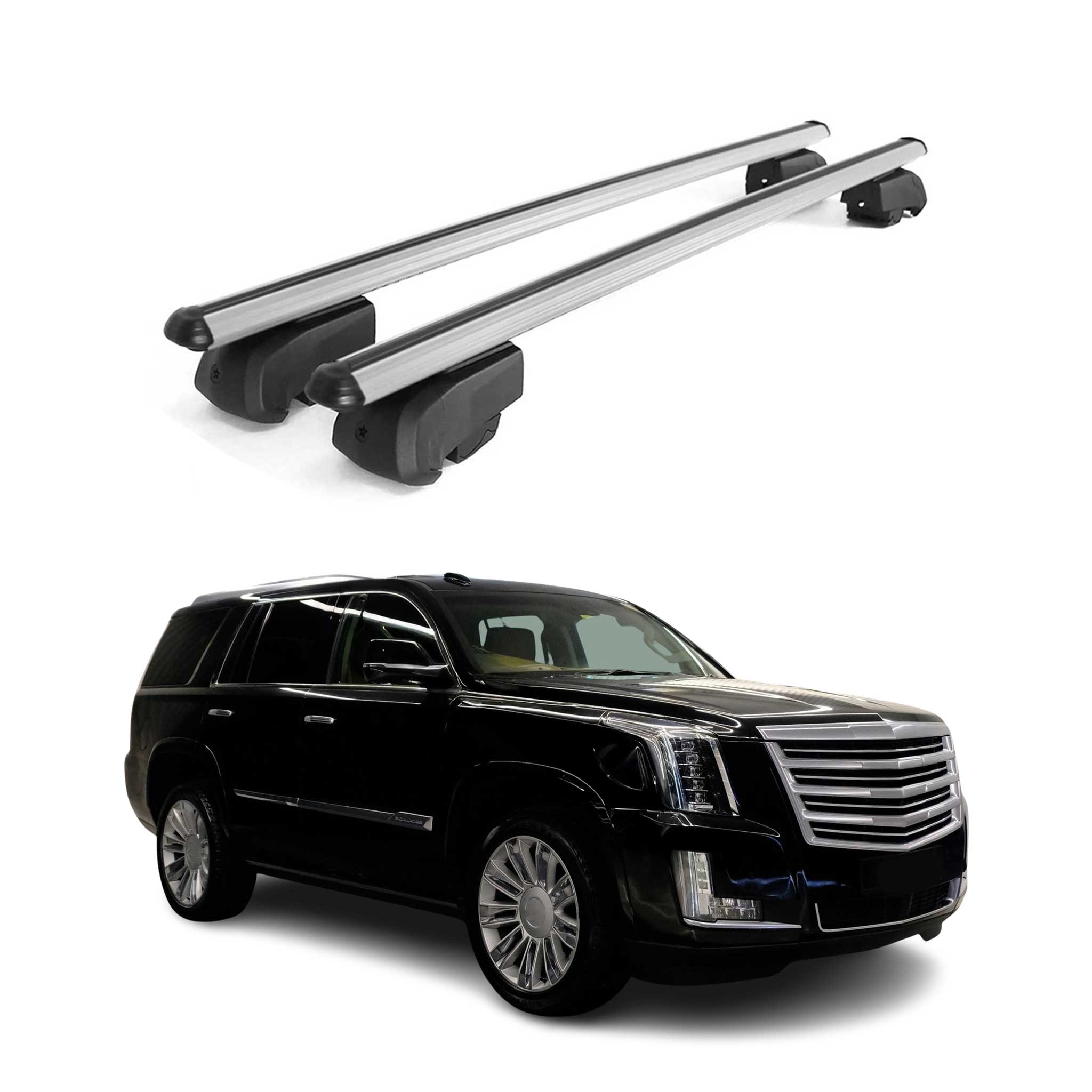 OMAC USA 2021-2026 Cadillac Escalade 5.gen Roof Rack Cross Bars Silver, flush-mounted roof rails