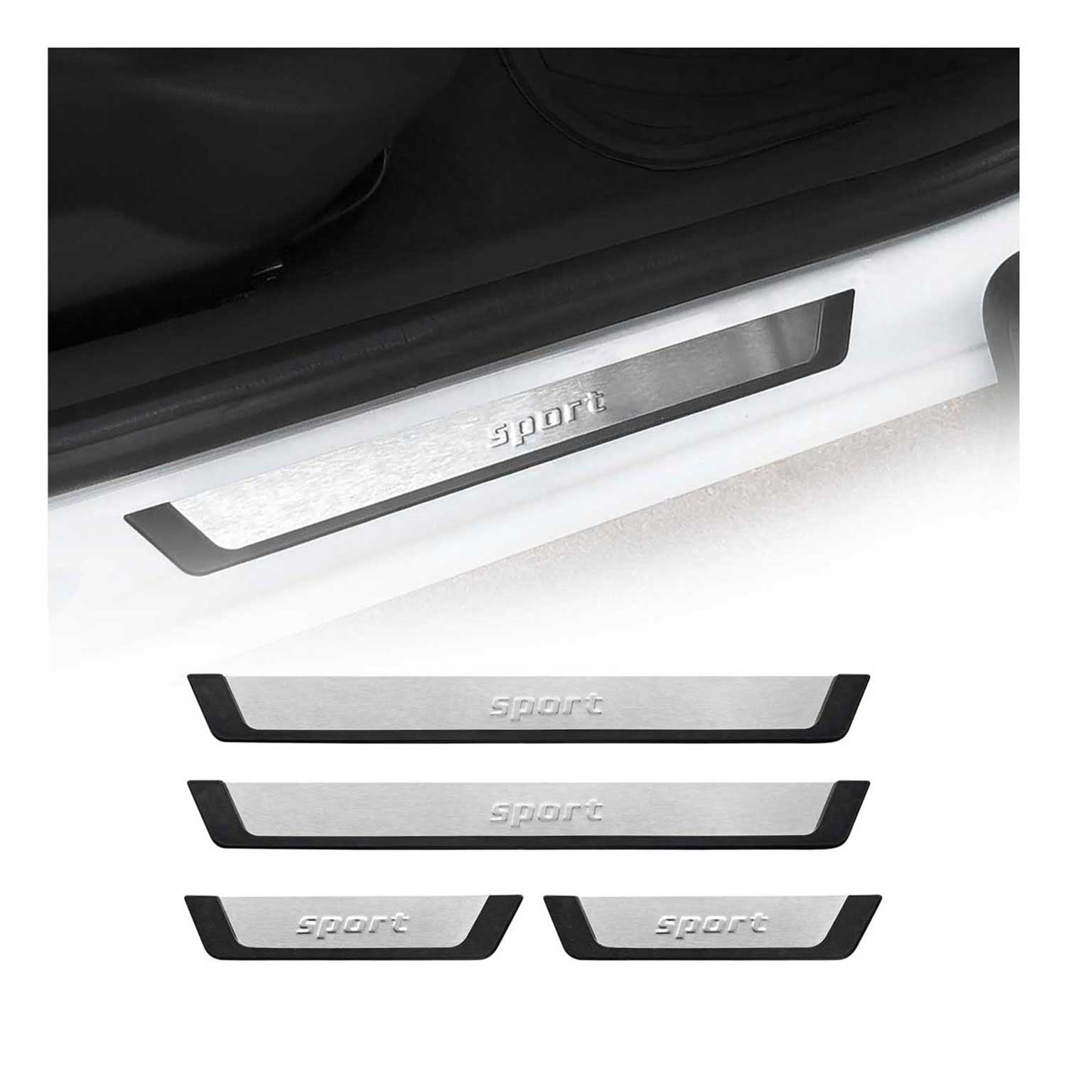 OMAC USA GMC Terrain Door Sill Scuff Plate Scratch Protector Sport Brushed Stainless Steel 4Pcs, door sill covers