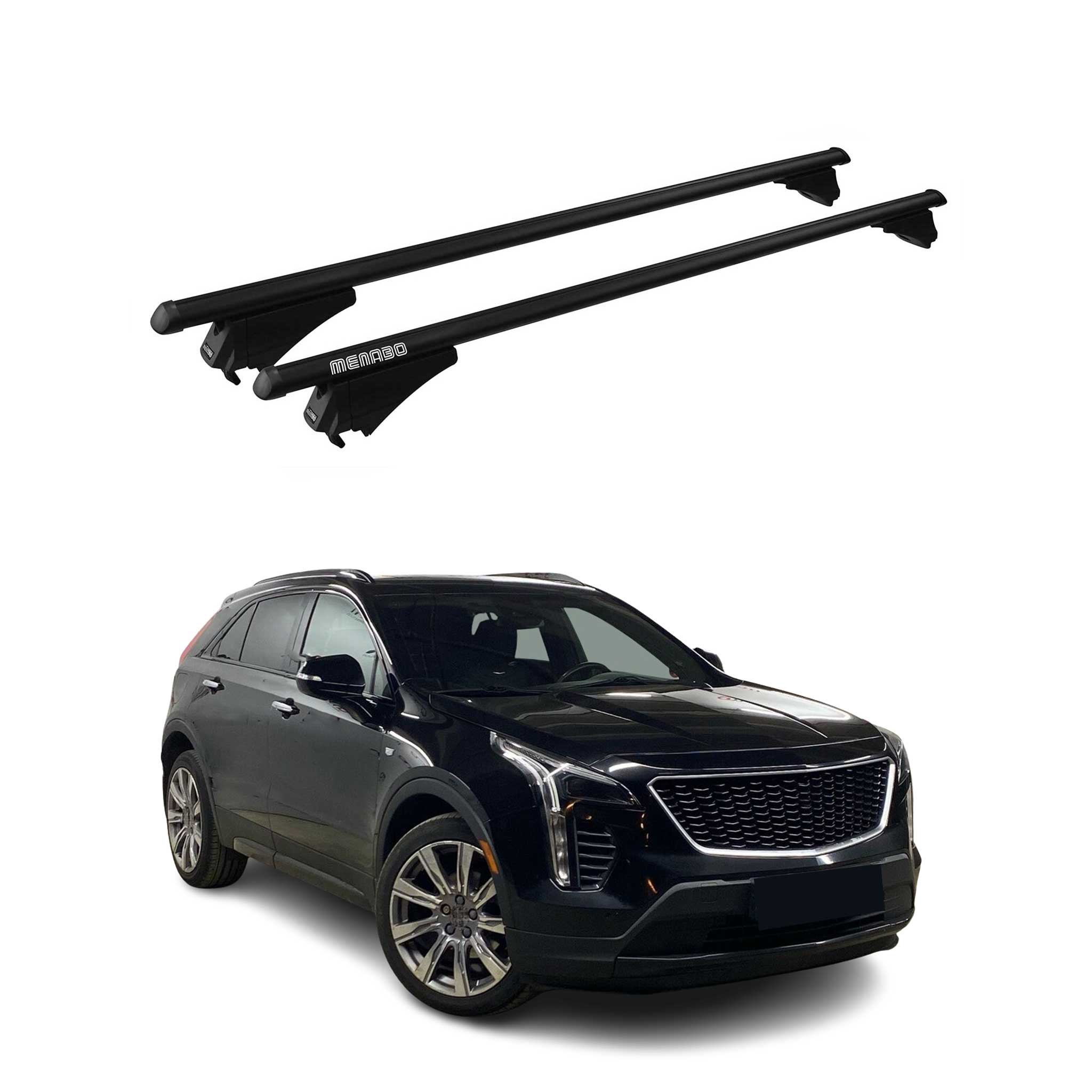 OMAC USA 2019-2025 Cadillac XT4 Roof Rack Cross Bars Black, flush-mounted roof rails
