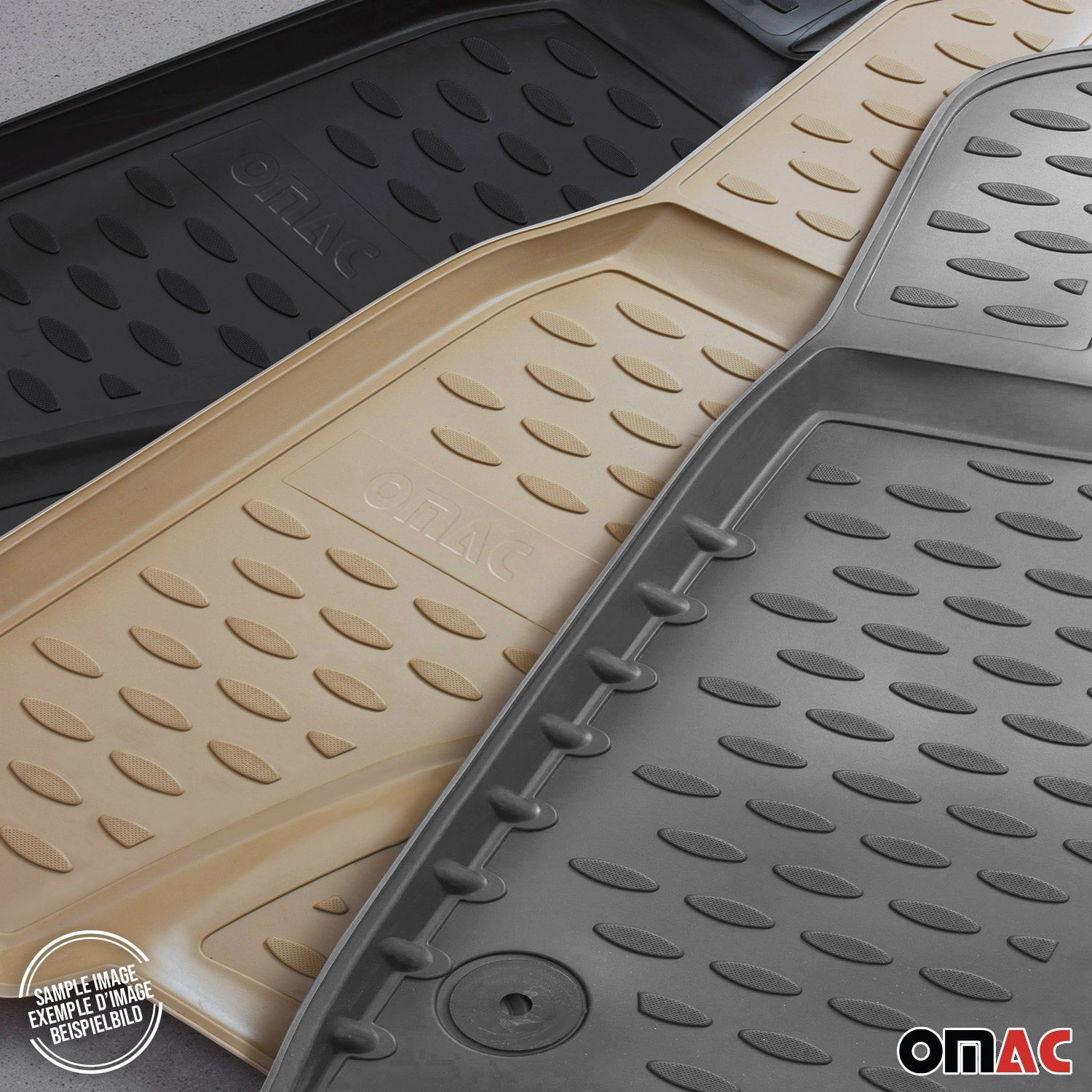 OMAC USA 2007-2014 Chevrolet Tahoe Floor Mats Liners Full Set All Weather Beige, classic floor mats, further detail