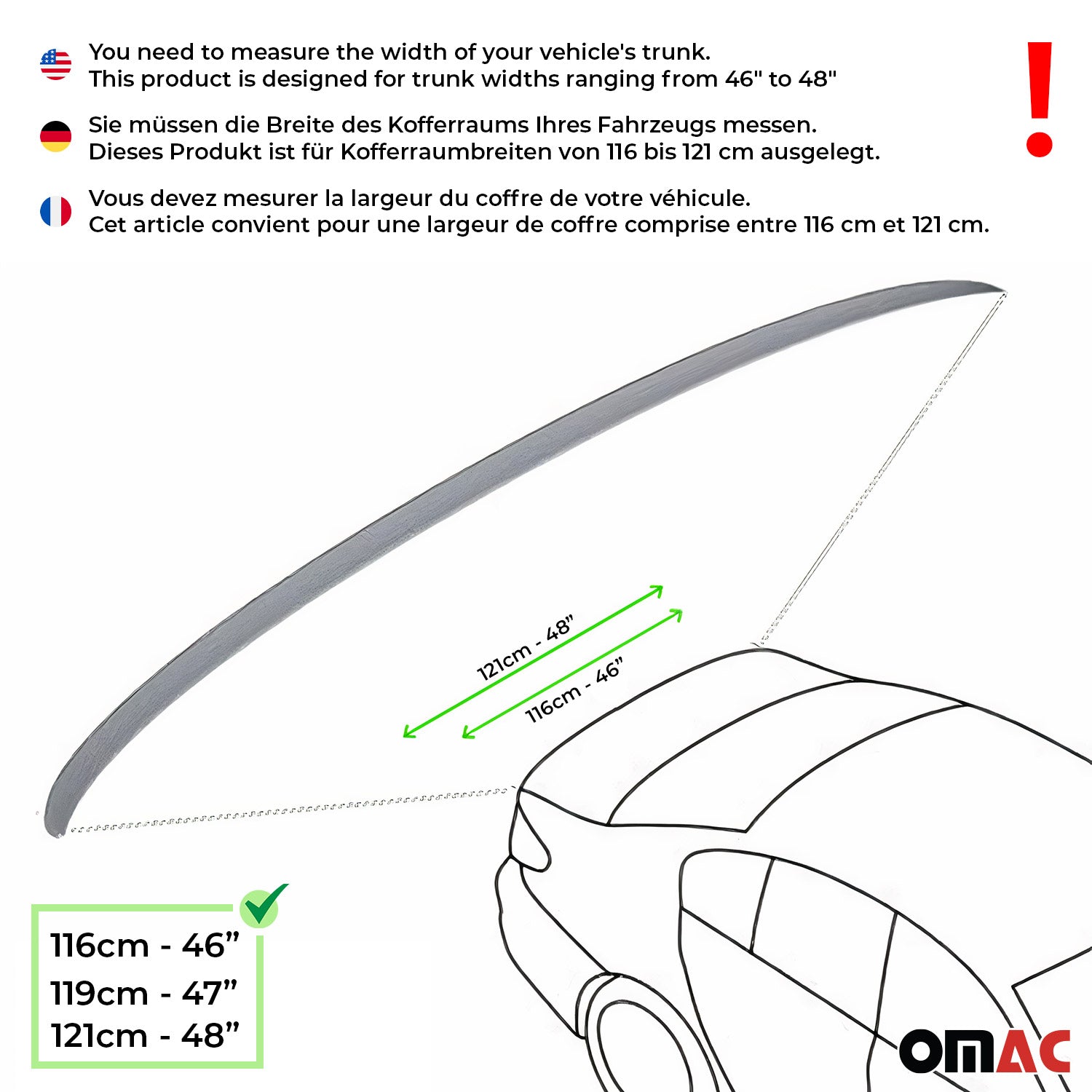 OMAC USA 2011-2019 Chevrolet Cruze Sedan Rear Trunk Spoiler Wing Black, close-up detail