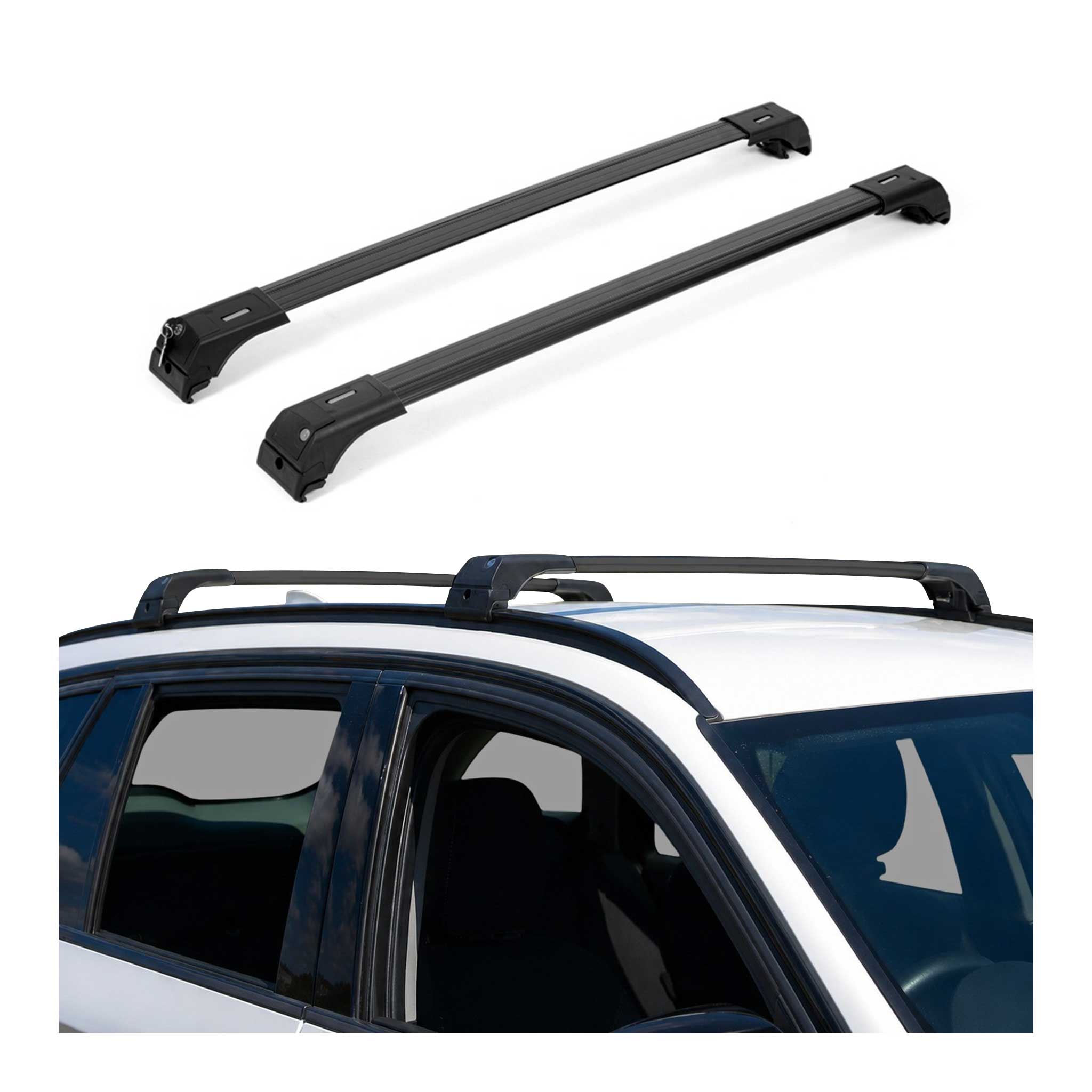 OMAC USA 2013-2022 Chevrolet Trax Roof Rack Cross Bars Black, flush-mounted roof rails, alternate view