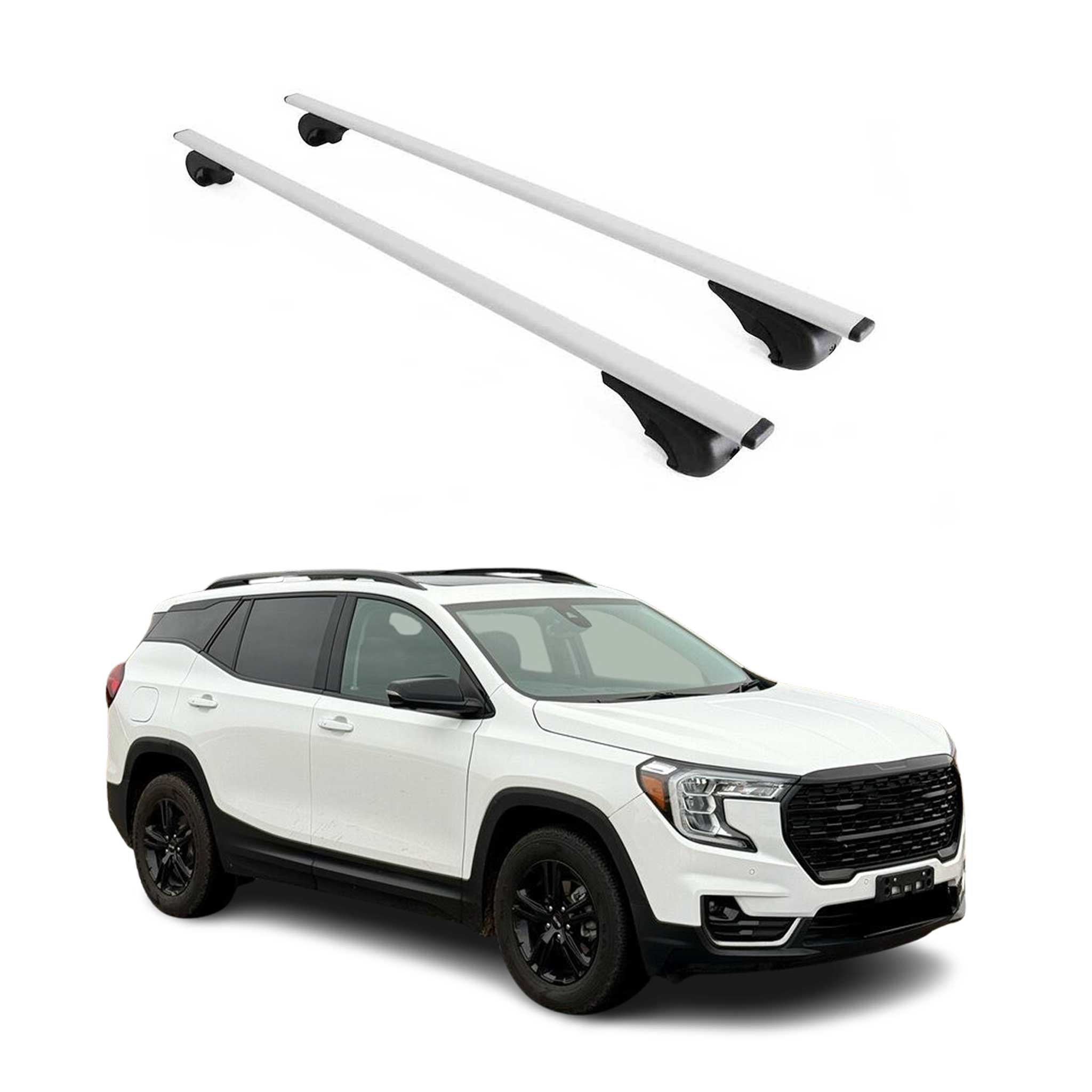 OMAC USA 2018-2024 GMC Terrain / Terrain Denali Roof Rack Cross Bars Silver, raised roof rails
