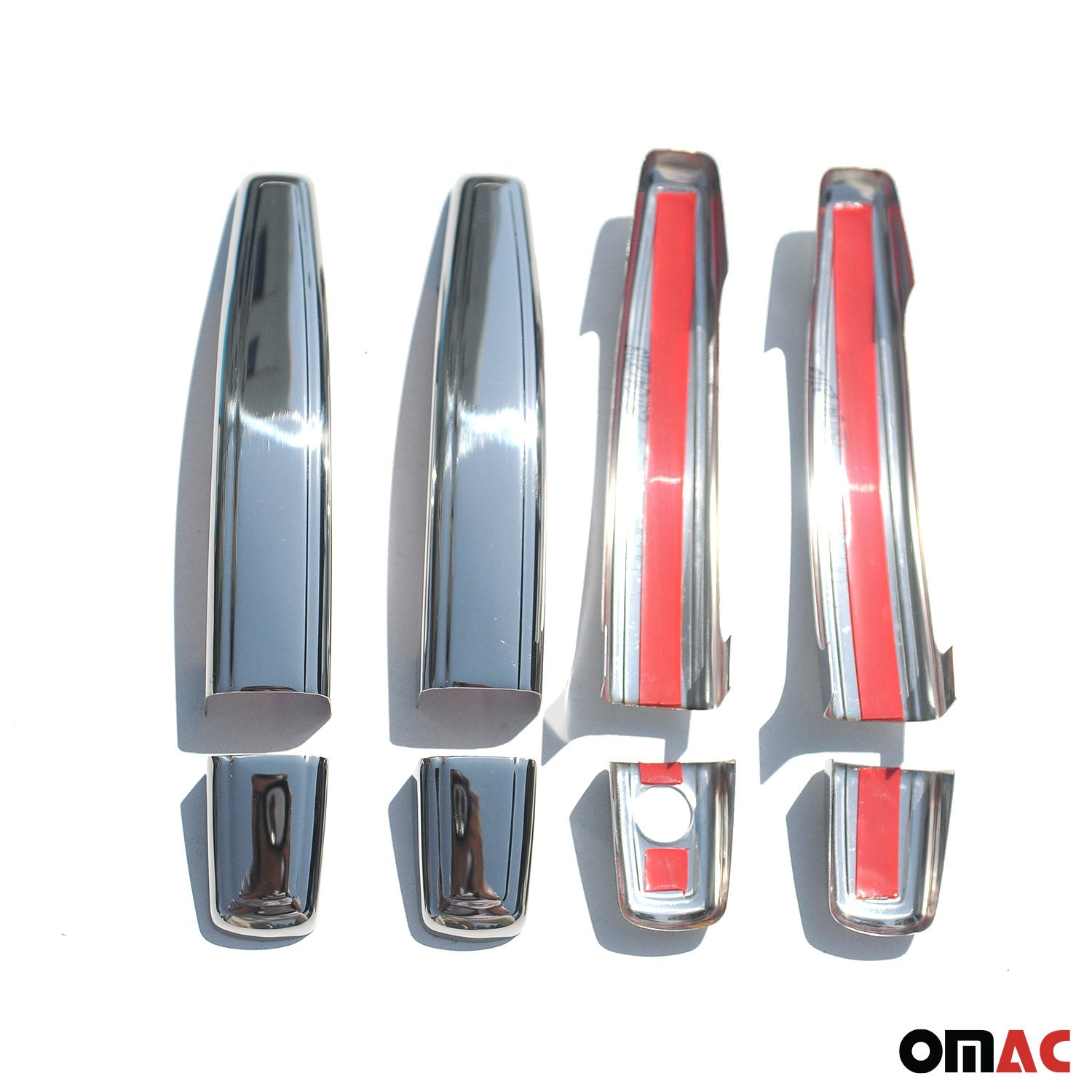 OMAC USA 2012-2020 Chevrolet Sonic Car Door Handle Cover Protector Stainless Steel 8 Pcs, angled view