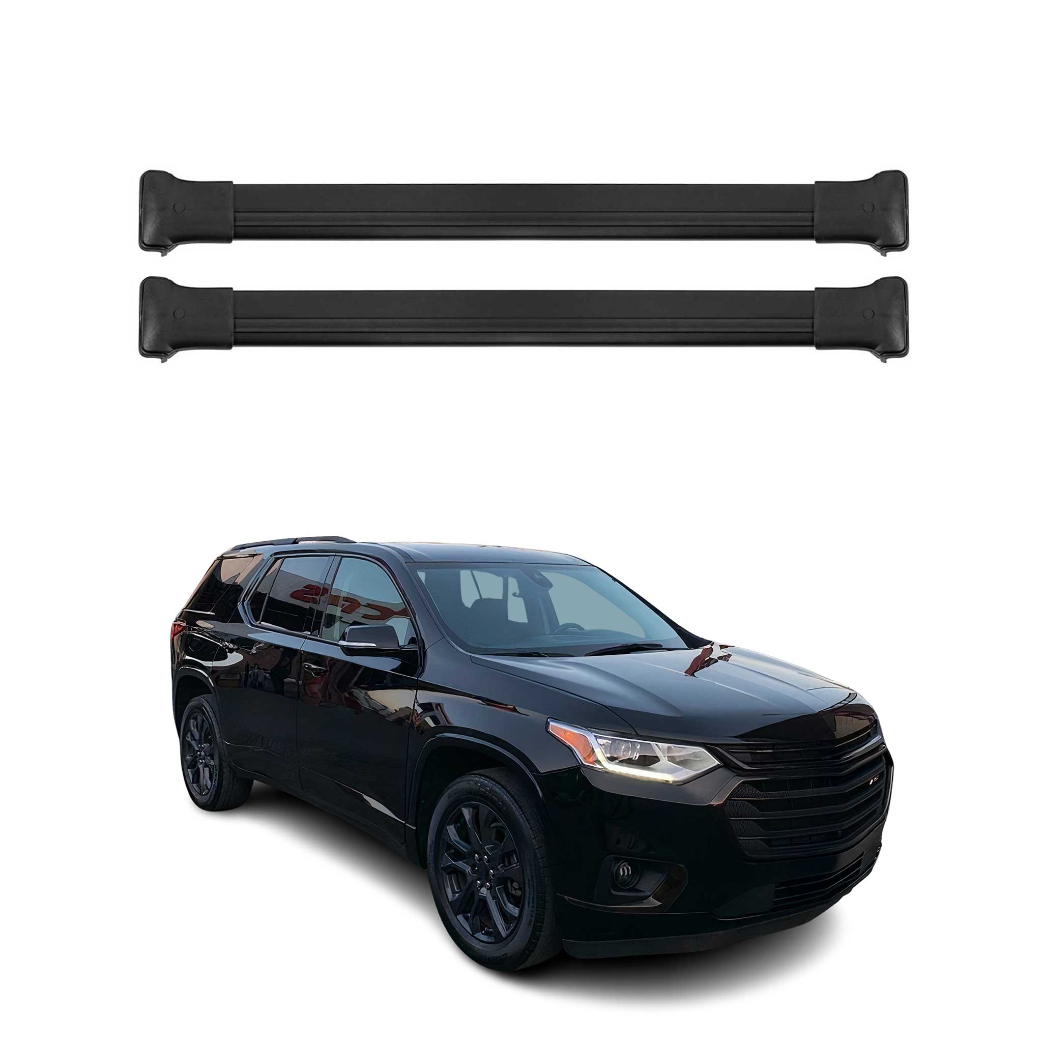 OMAC USA 2024-2026 Chevrolet Traverse Roof Rack Cross Bars Luggage Carrier Alu Black 2Pcs, raised roof rails
