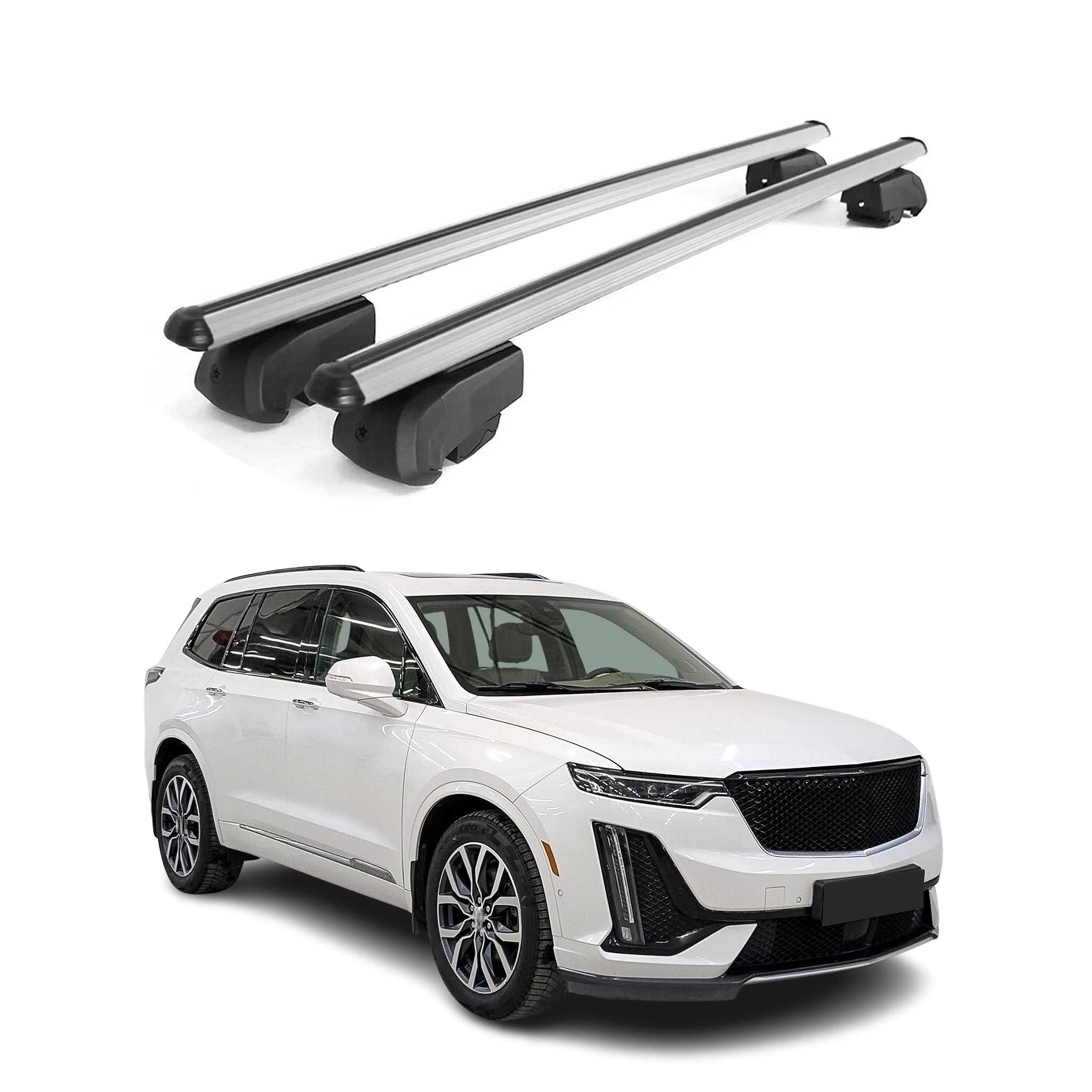 OMAC USA 2020-2025 Cadillac XT6 Roof Rack Cross Bars Silver, flush-mounted roof rails
