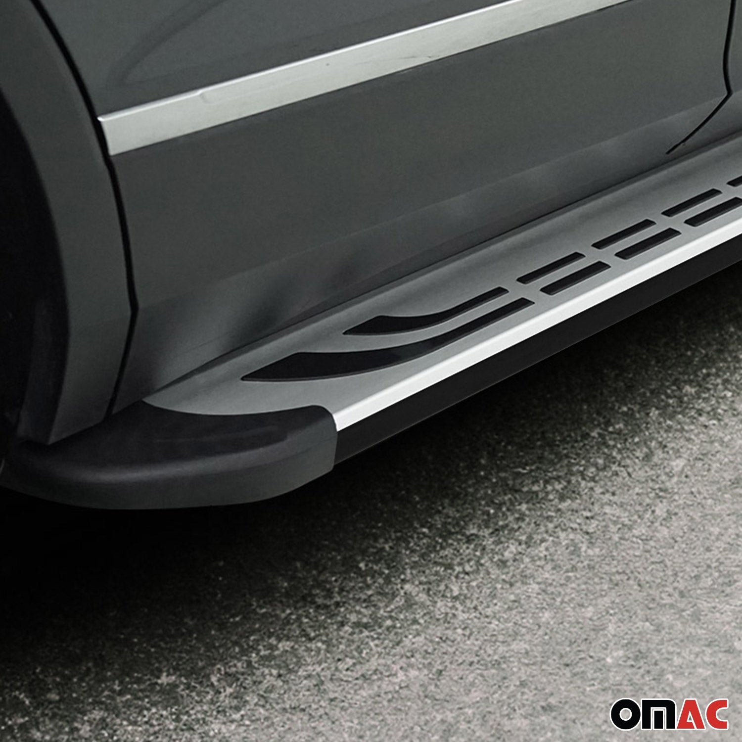 OMAC USA 2008-2019 Chevrolet Traverse/ Buick Enclave Nerf Bar Side Step Running Boards 2x, angled view