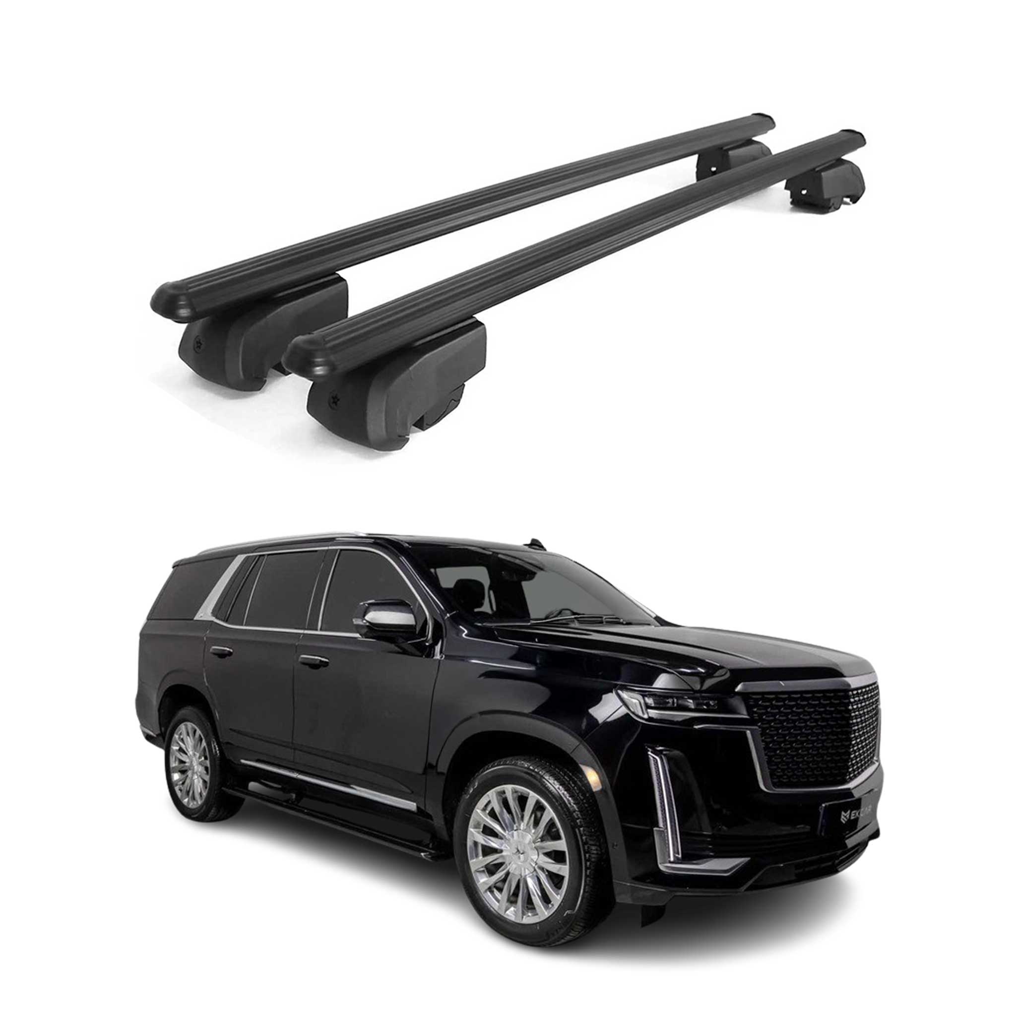 OMAC USA 2021-2026 Cadillac Escalade Roof Rack Cross Bars Black, flush-mounted roof rails