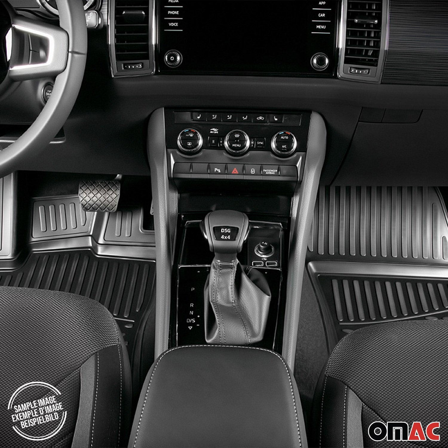 OMAC USA 2011-2015 Chevrolet Cruze Floor Mats Liners Full Set All Weather Black, classic floor mats, side view