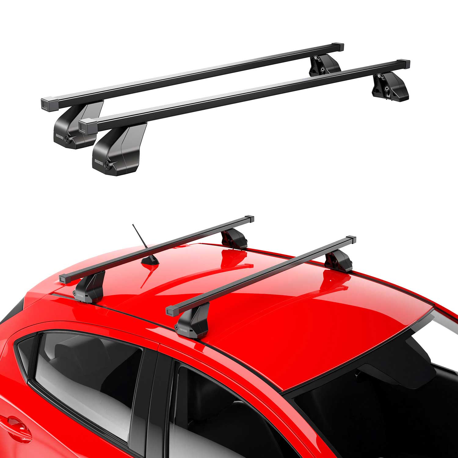 OMAC USA 2018-2024 Chevrolet Equinox Roof Rack Cross Bars Black, fixpoints, alternate view