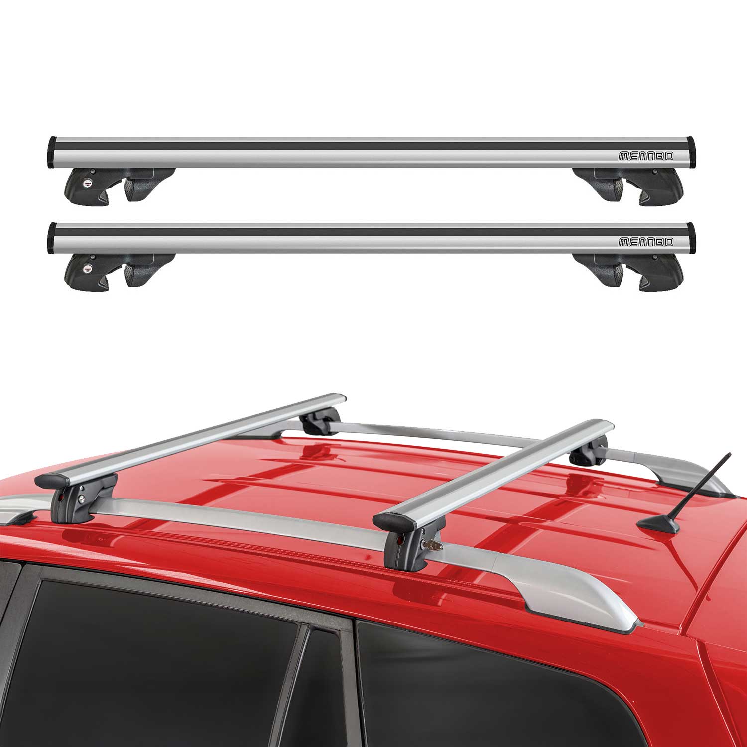 OMAC USA 2005-2009 Chevrolet Uplander Roof Rack Cross Bars Silver, raised roof rails, alternate view
