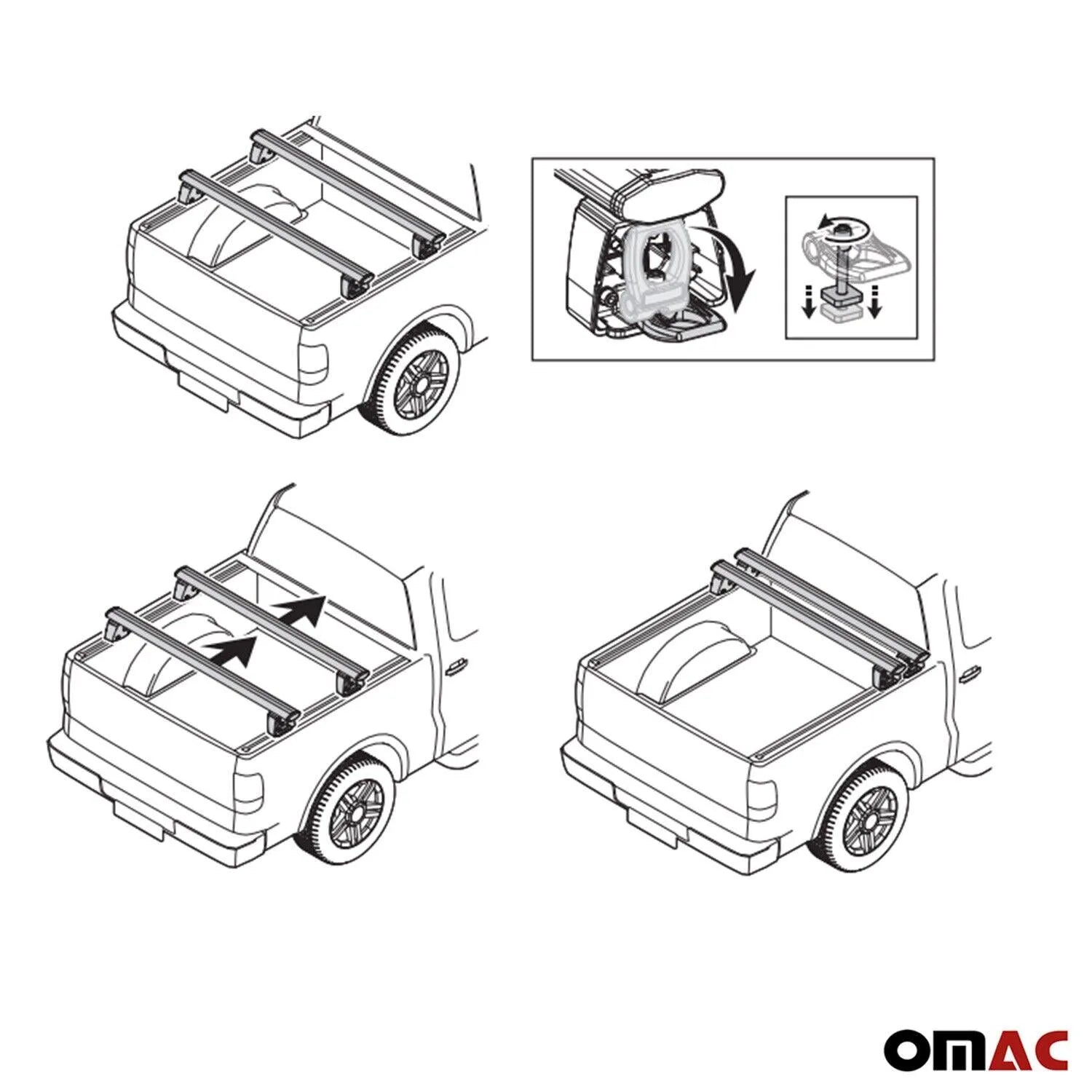 OMAC USA 2015-2022 GMC Canyon Crew Cab Truck Bed Rack System Sliding Rack, side view