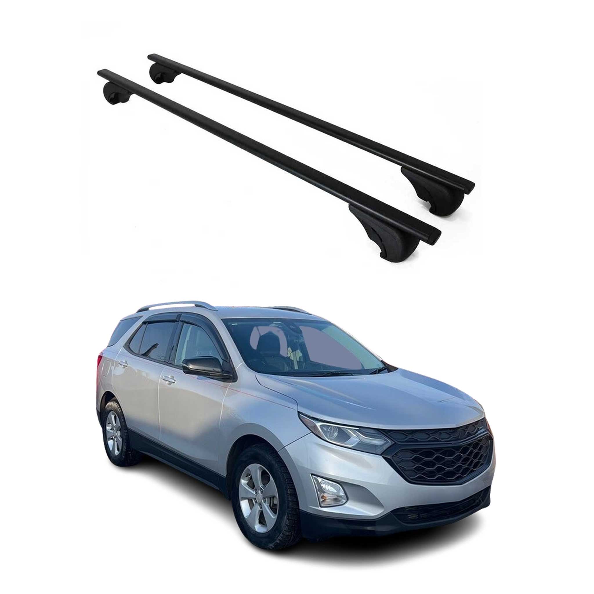 OMAC USA 2018-2024 Chevrolet Equinox Roof Rack Cross Bars Black, raised roof rails