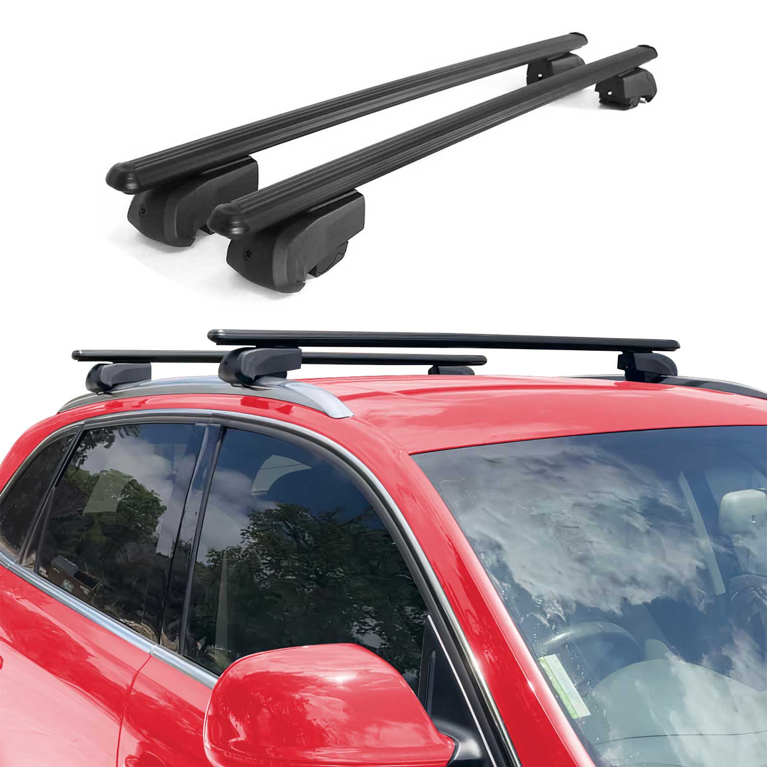 OMAC USA 2021-2024 Buick Envision Roof Rack Cross Bars Black, flush-mounted roof rails, alternate view