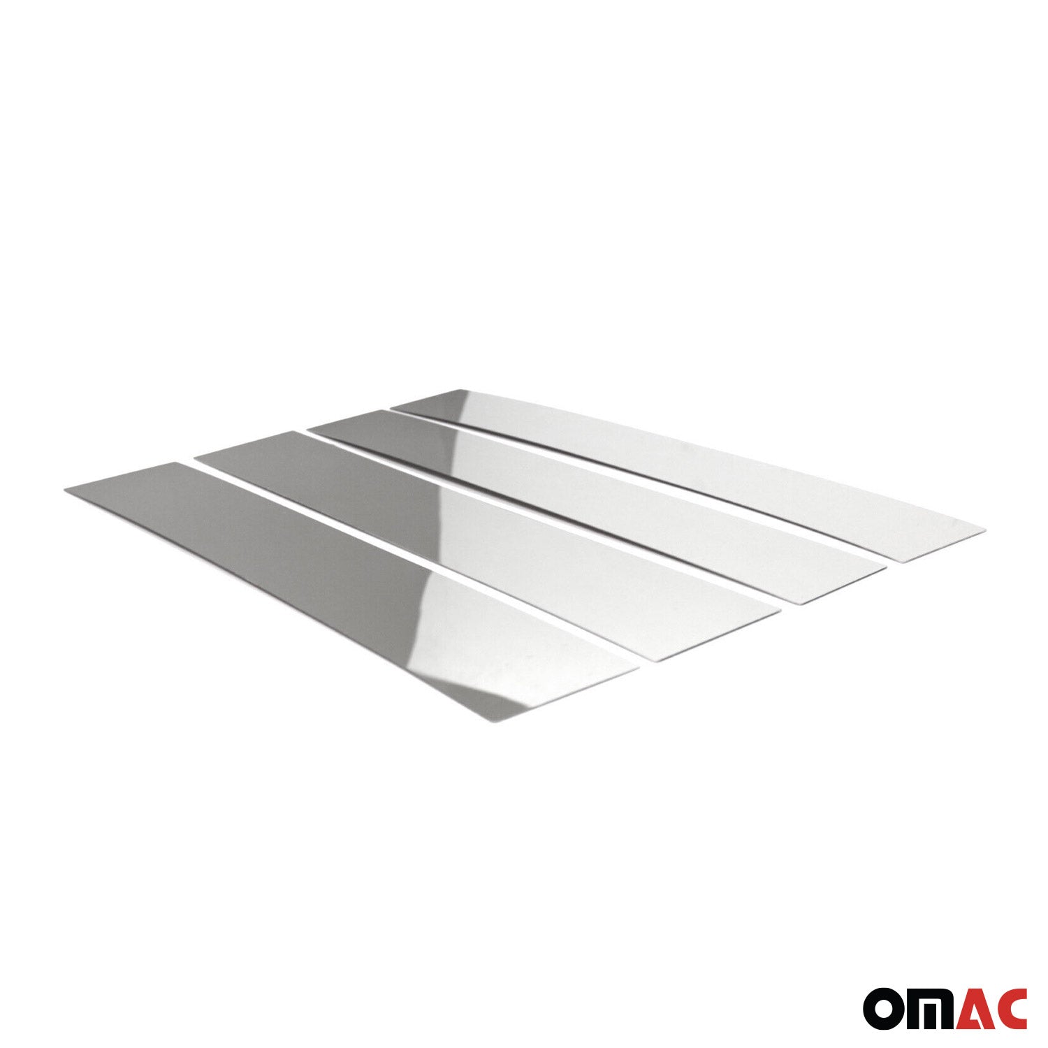 OMAC USA 2007-2014 Cadillac Escalade Window B Pillar Posts Door Trim Steel Silver 4x, reverse view