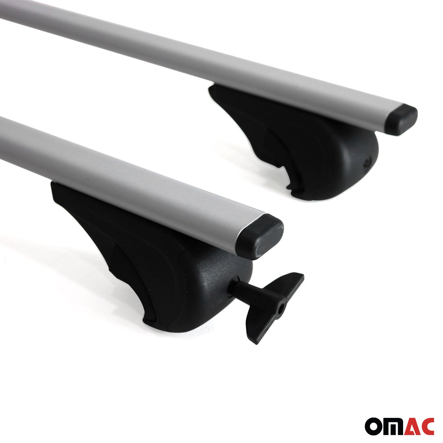 OMAC USA 2016-2022 Chevrolet Spark Roof Rack Cross Bars Silver, raised roof rails, further detail
