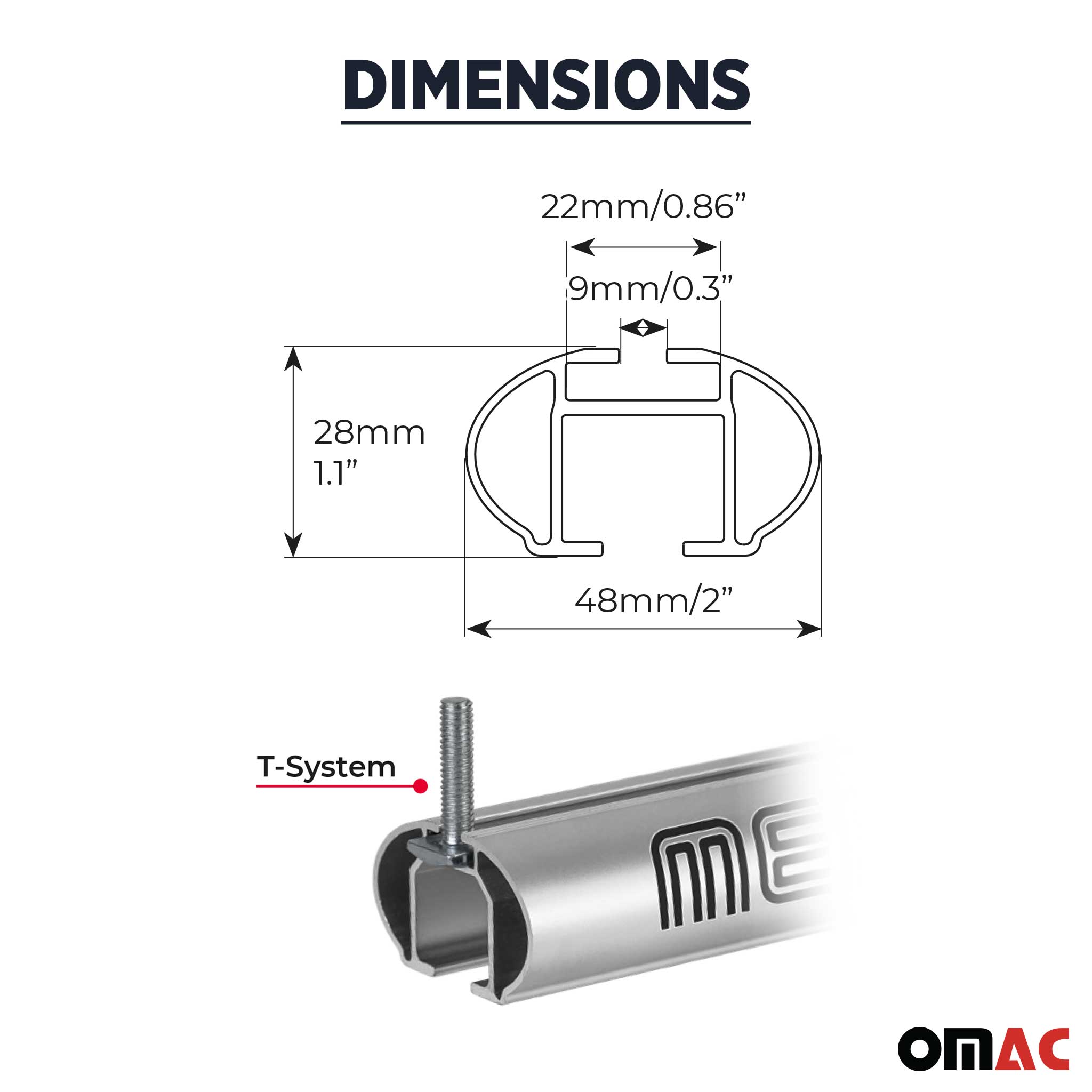 OMAC USA 2010-2016 Cadillac SRX Roof Rack Cross Bars Black, raised roof rails, angled view