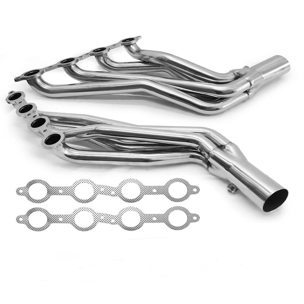 SPD Z1 long tube headers for Chevy Silverado, Suburban, Tahoe, GMC Sierra, Yukon in polished stainless steel, fits 2007-2014 models.