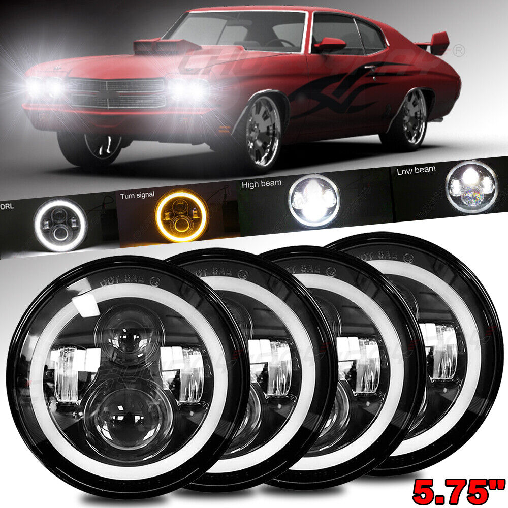 Round projector LED halo headlights in 5.75-inch size by NTXGlow, featuring bright, stylish illumination and modern design.