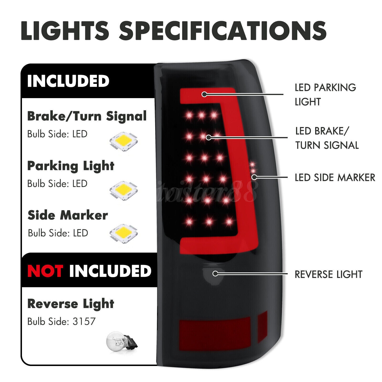 2003-2006 Chevrolet Silverado 1500 LED smoke tail lights by NTXGlow, showcasing sleek, smoked lens design on the vehicle's rear.