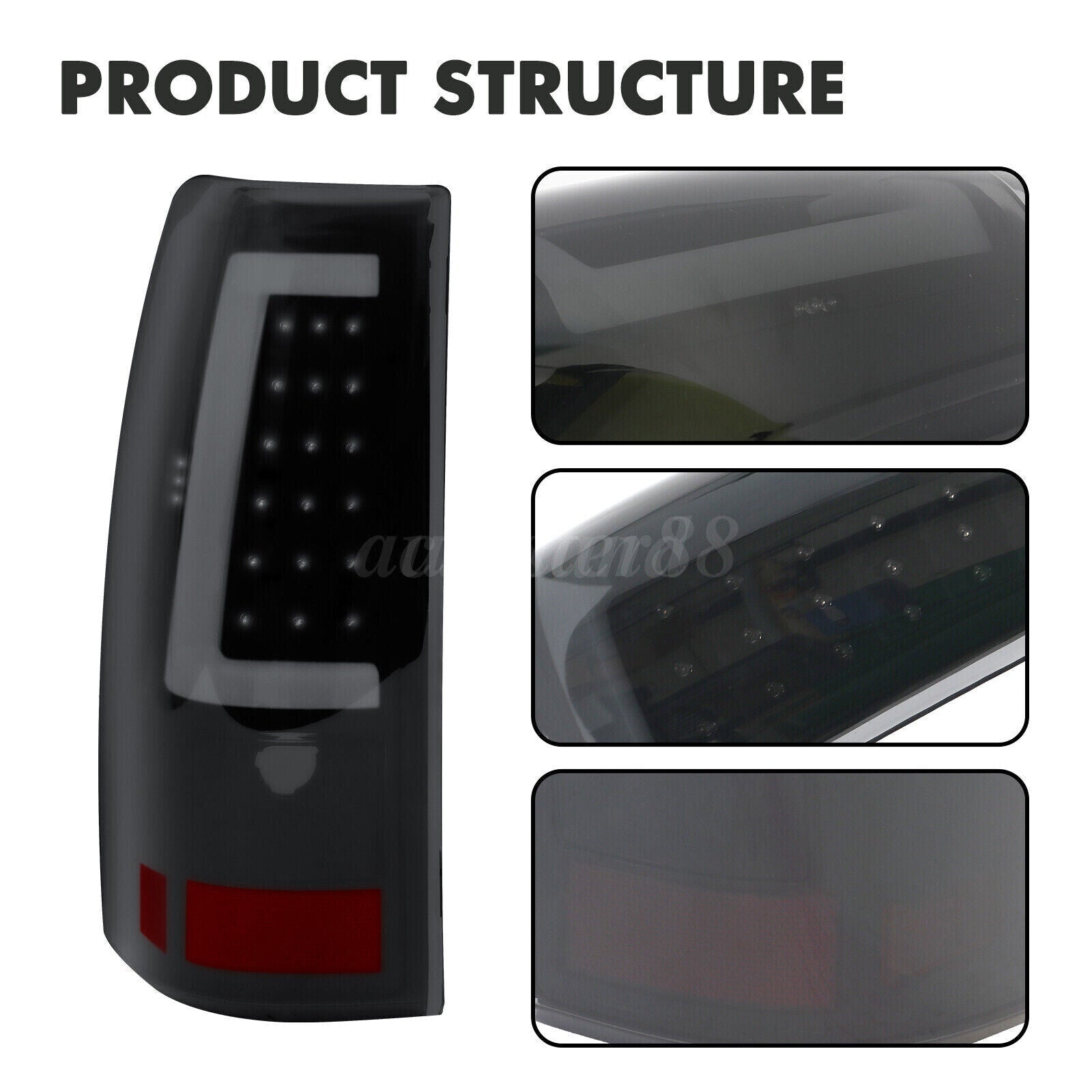 2003-2006 Chevrolet Silverado 1500 LED smoke tail lights by NTXGlow, featuring sleek smoked lens and bright illumination.