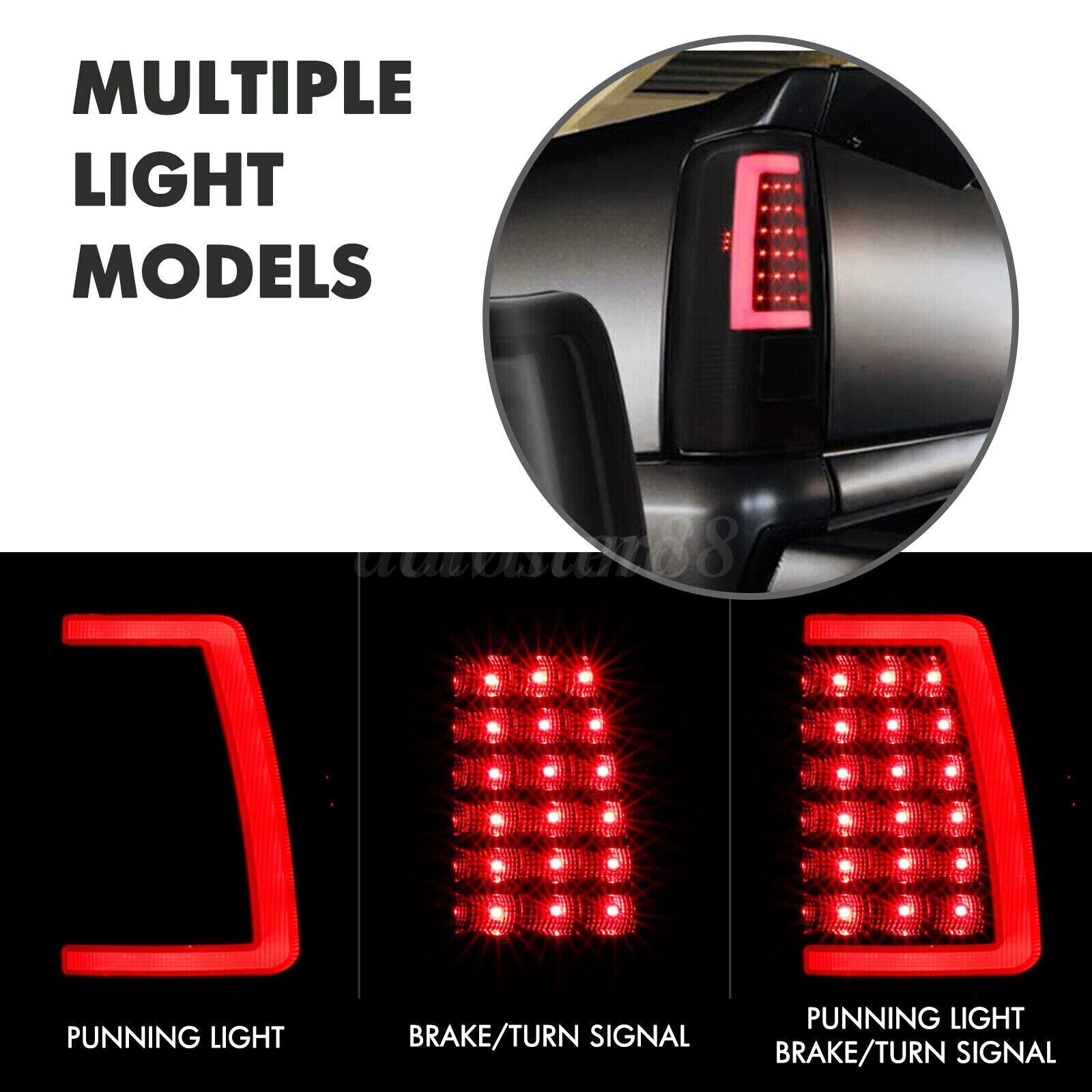 2003-2006 Chevrolet Silverado 1500 LED Tube Smoke Tail Lights by NTXGlow showing smoked lens and LED light accents.