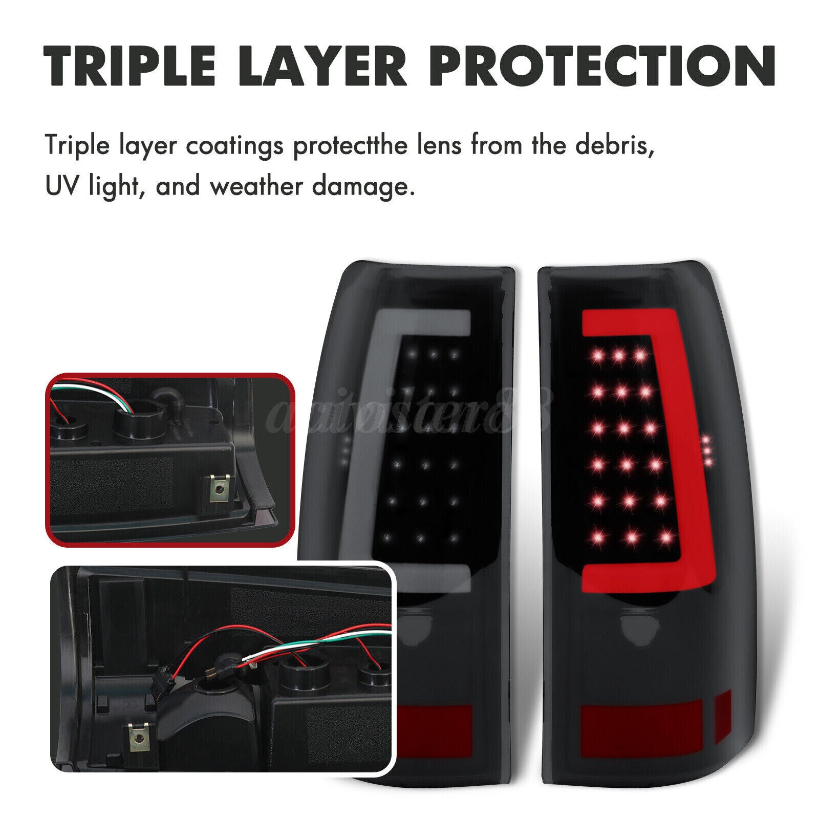 NTXGlow smoke LED tube tail lights for 2003-2006 Chevrolet Silverado 1500, showcasing sleek, smoked lens design